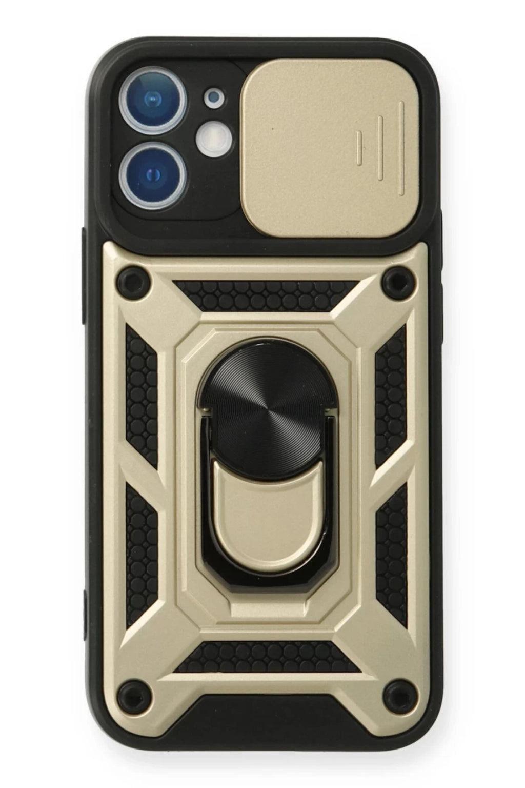 Apple iPhone 12 Mini Uyumlu Kılıf Pars Lens Yüzüklü Silikon - Gold