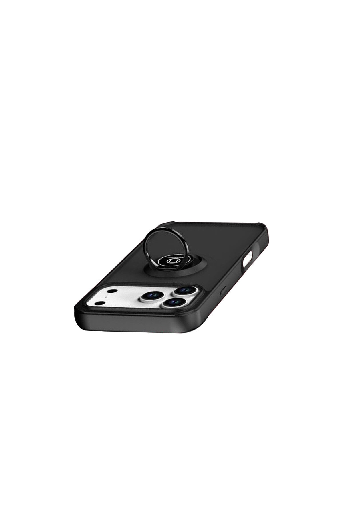 Apple iPhone 17 Pro Max Uyumlu Montreal Yüzüklü Silikon Kapak - Siyah