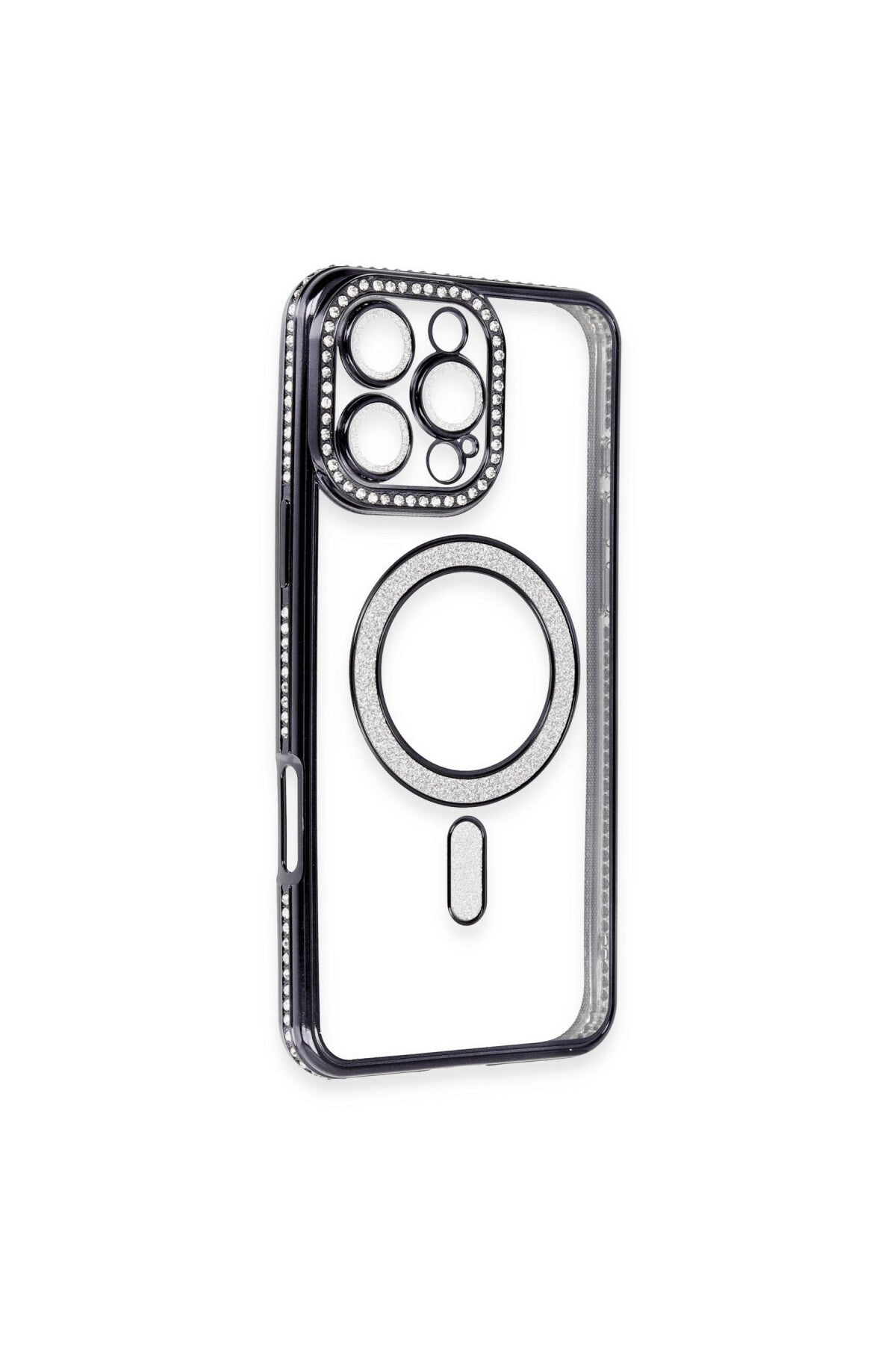 Apple iPhone 16 Pro Max Uyumlu Kılıf Joke Simli Magneticsafe Kılıf - Gri