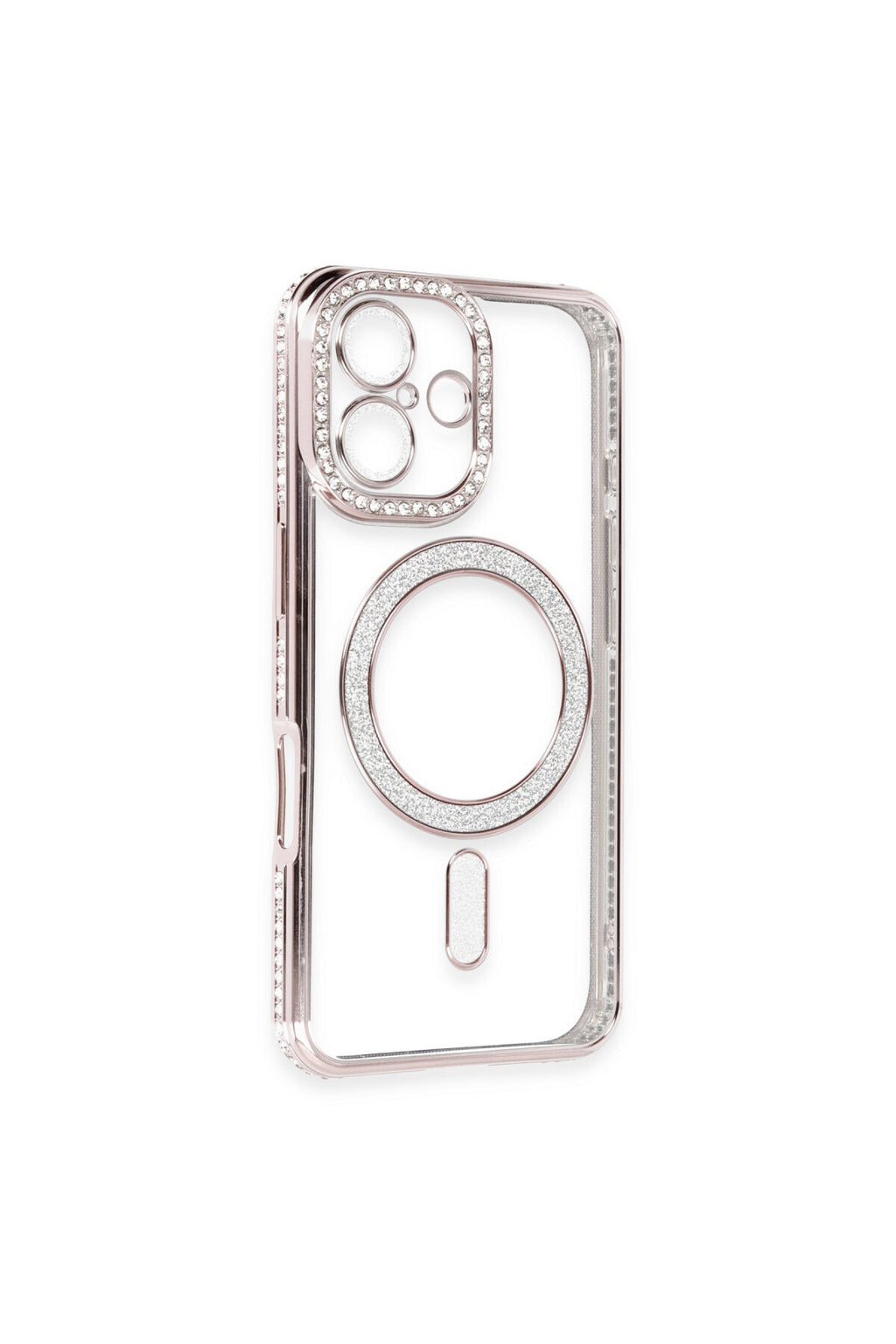 Apple iPhone 16 Uyumlu Kılıf Joke Simli Magneticsafe Kılıf - Pembe
