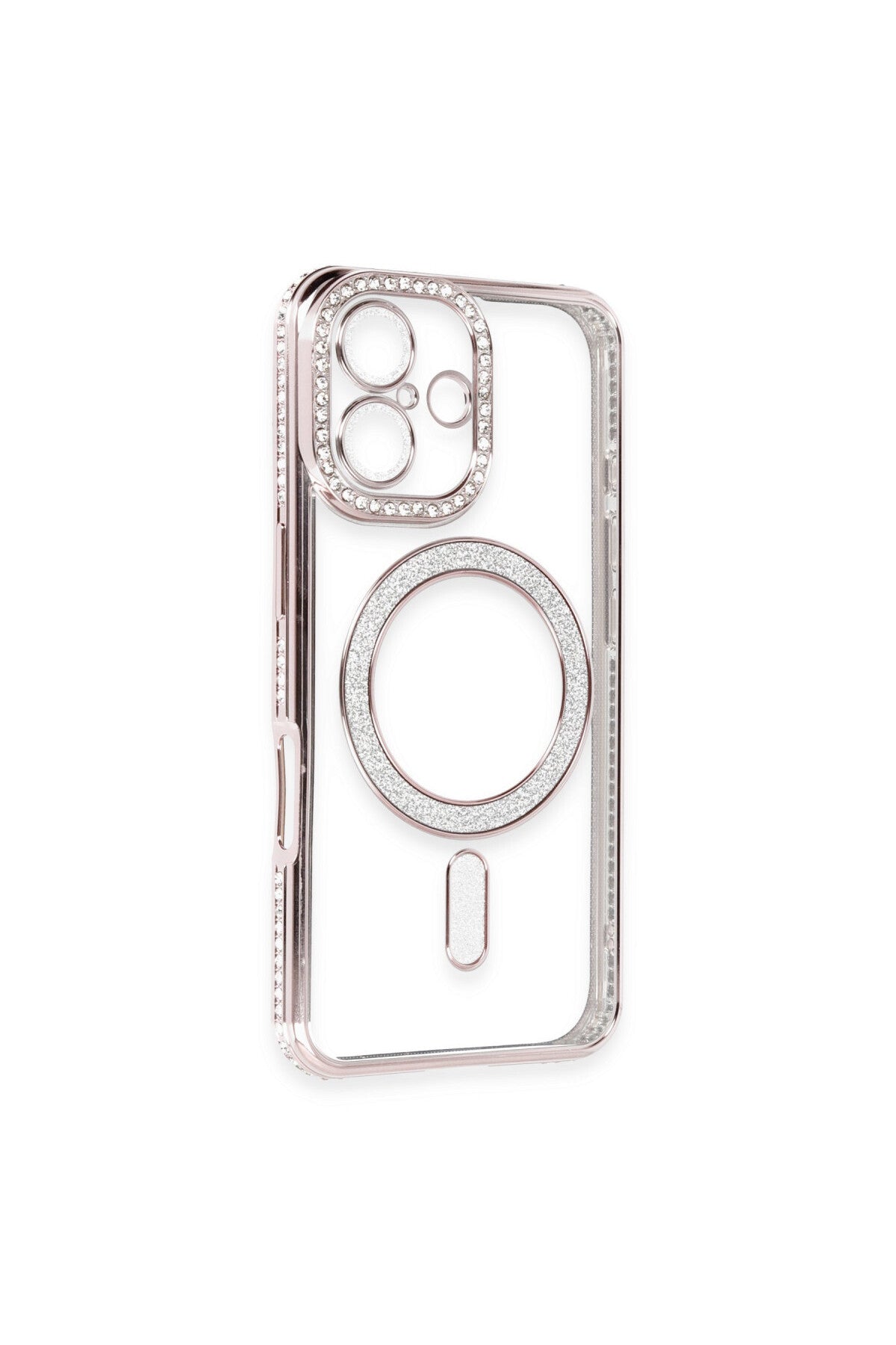 Apple iPhone 16 Uyumlu Kılıf Joke Simli Magneticsafe Kılıf - Pembe