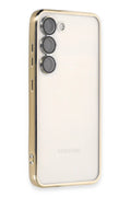 Samsung Galaxy S23 Plus Uyumlu Kılıf Lensli Silikon - Gold