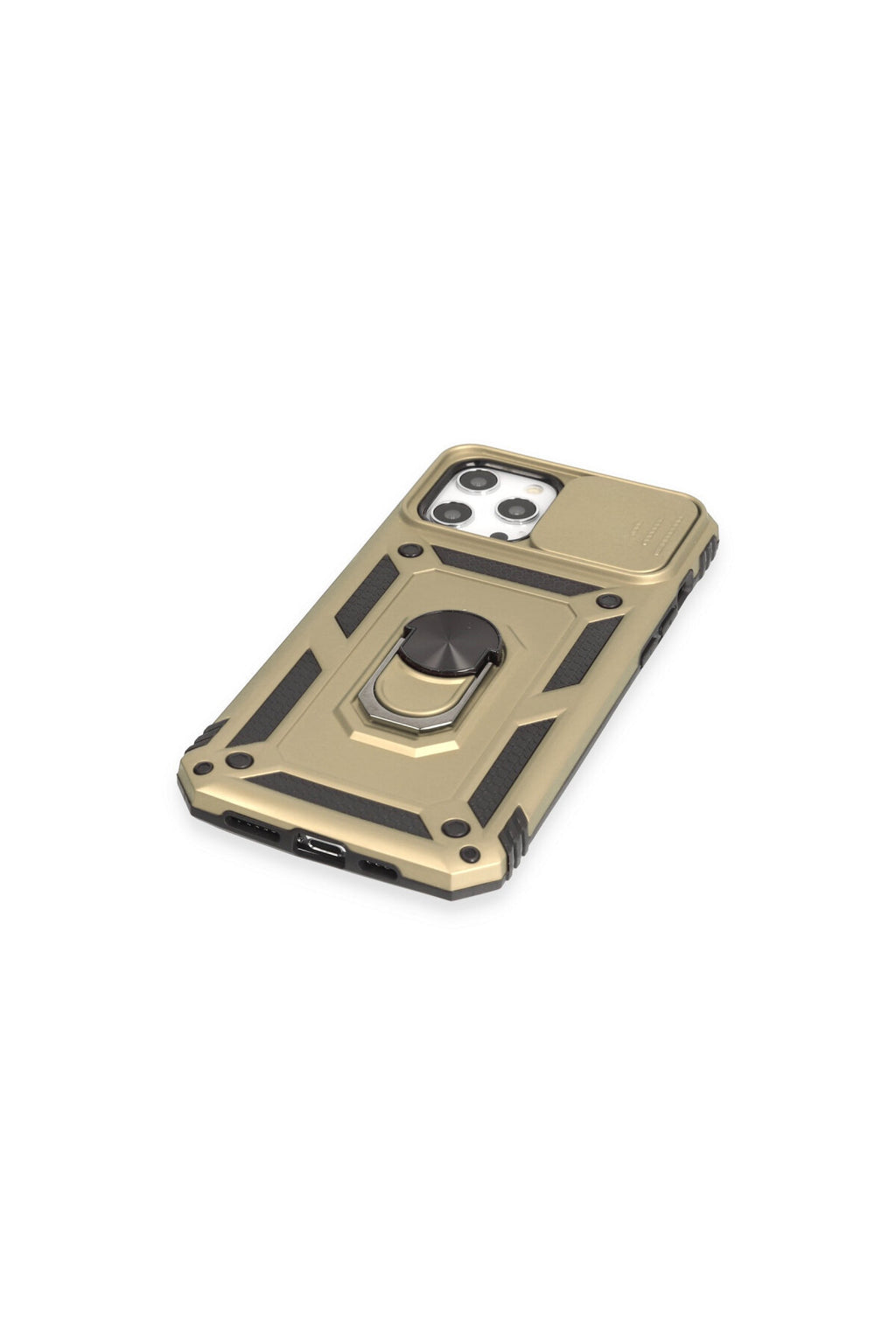 Apple iPhone 12 Pro Max Uyumlu Kılıf Pars Lens Yüzüklü Silikon - Gold
