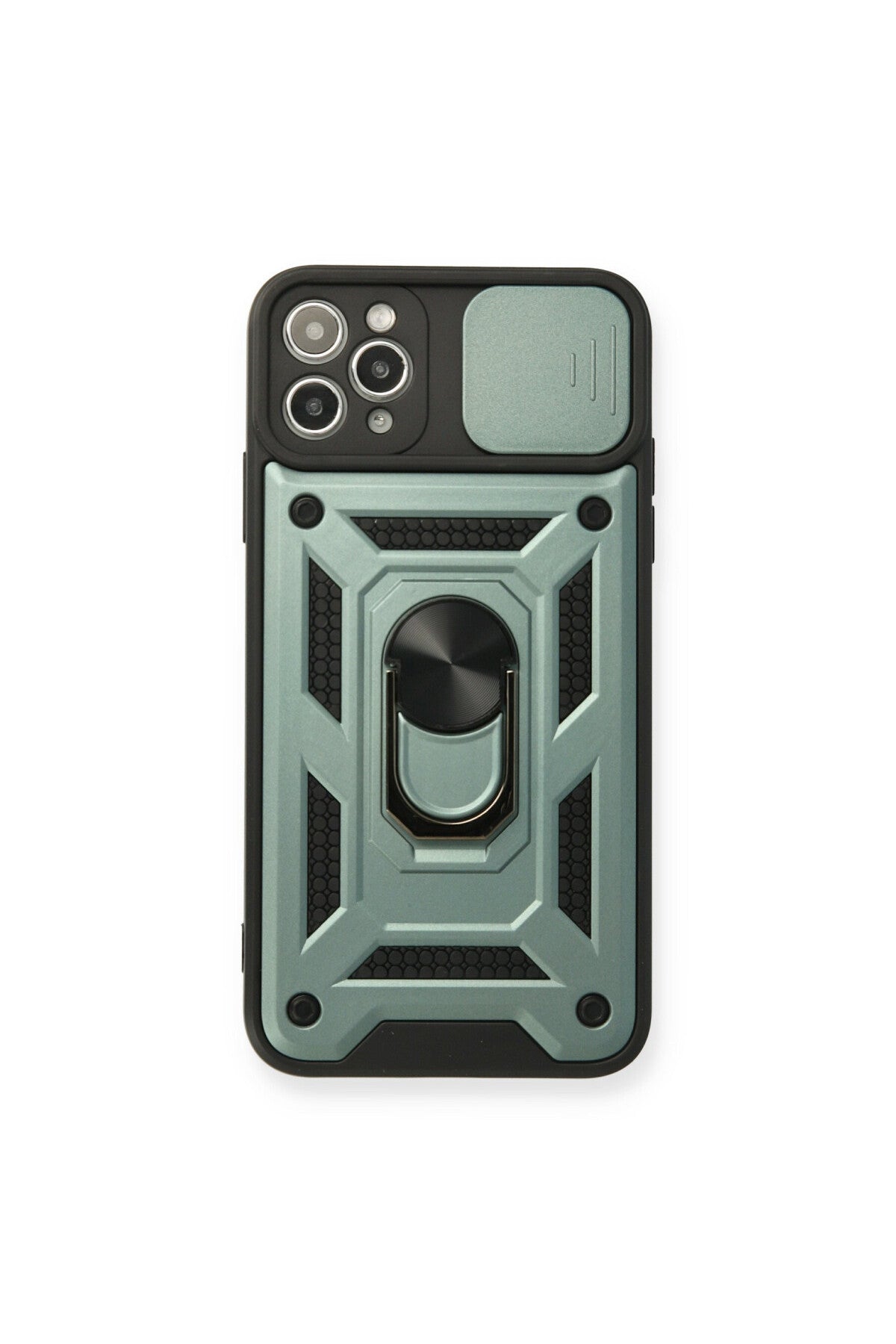 Apple iPhone 11 Pro Uyumlu Kılıf Pars Lens Yüzüklü Silikon - Yeşil