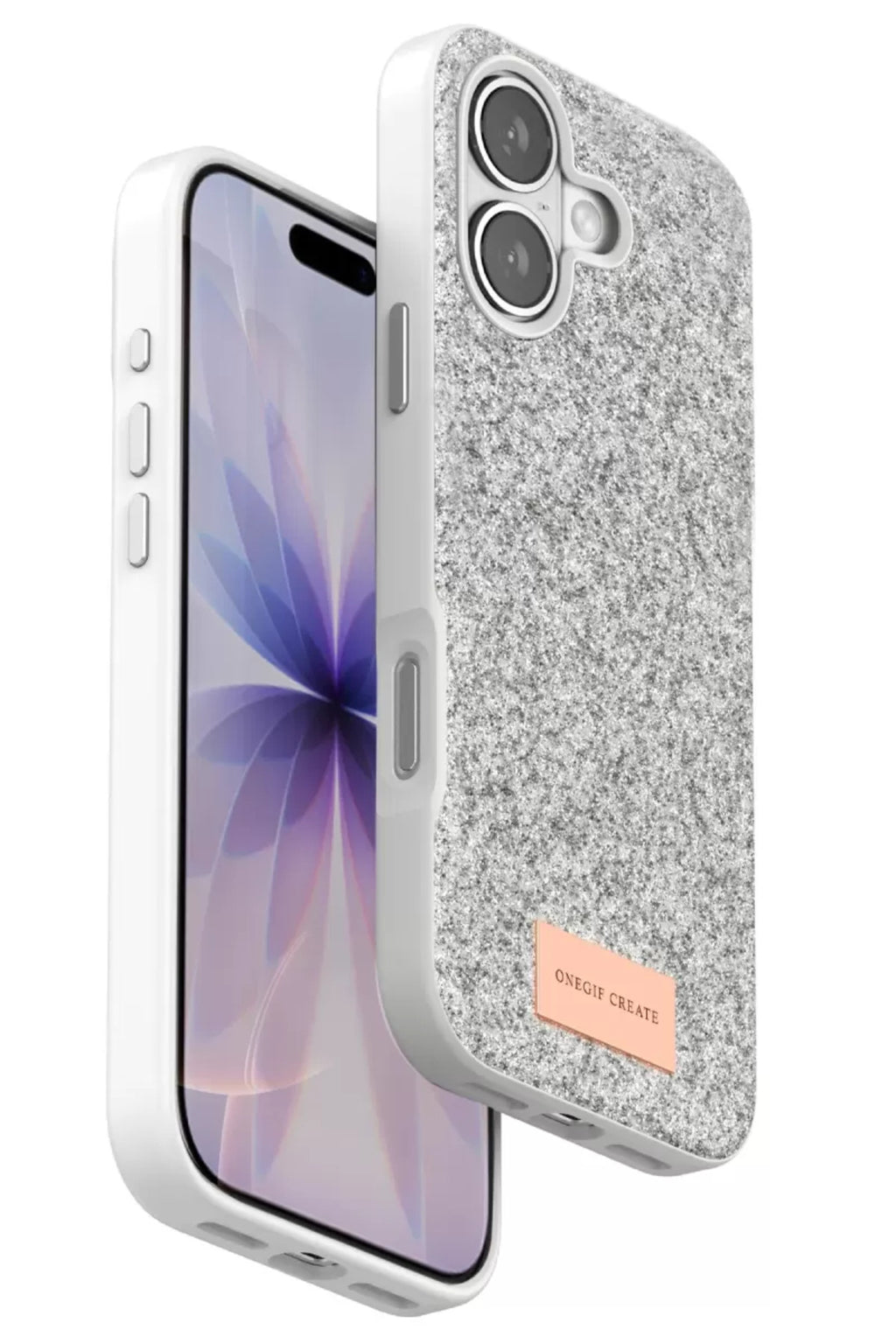 Onegif Apple iPhone 17 Uyumlu Bright Simli Kapak - Beyaz