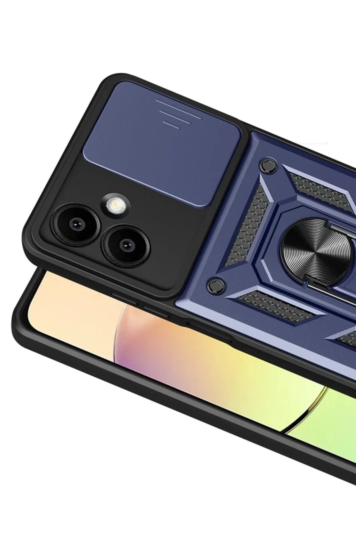Samsung Galaxy A07 4G Uyumlu Pars Lens Yüzüklü Silikon - Lacivert