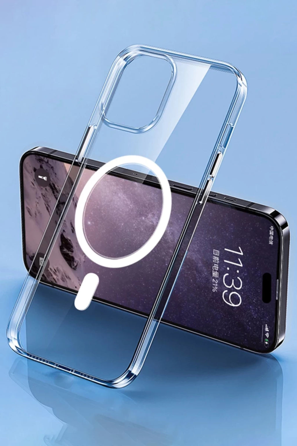 Apple iPhone 14 Pro Max Uyumlu Kılıf Tron Şeffaf Magsafe Kapak - Şeffaf