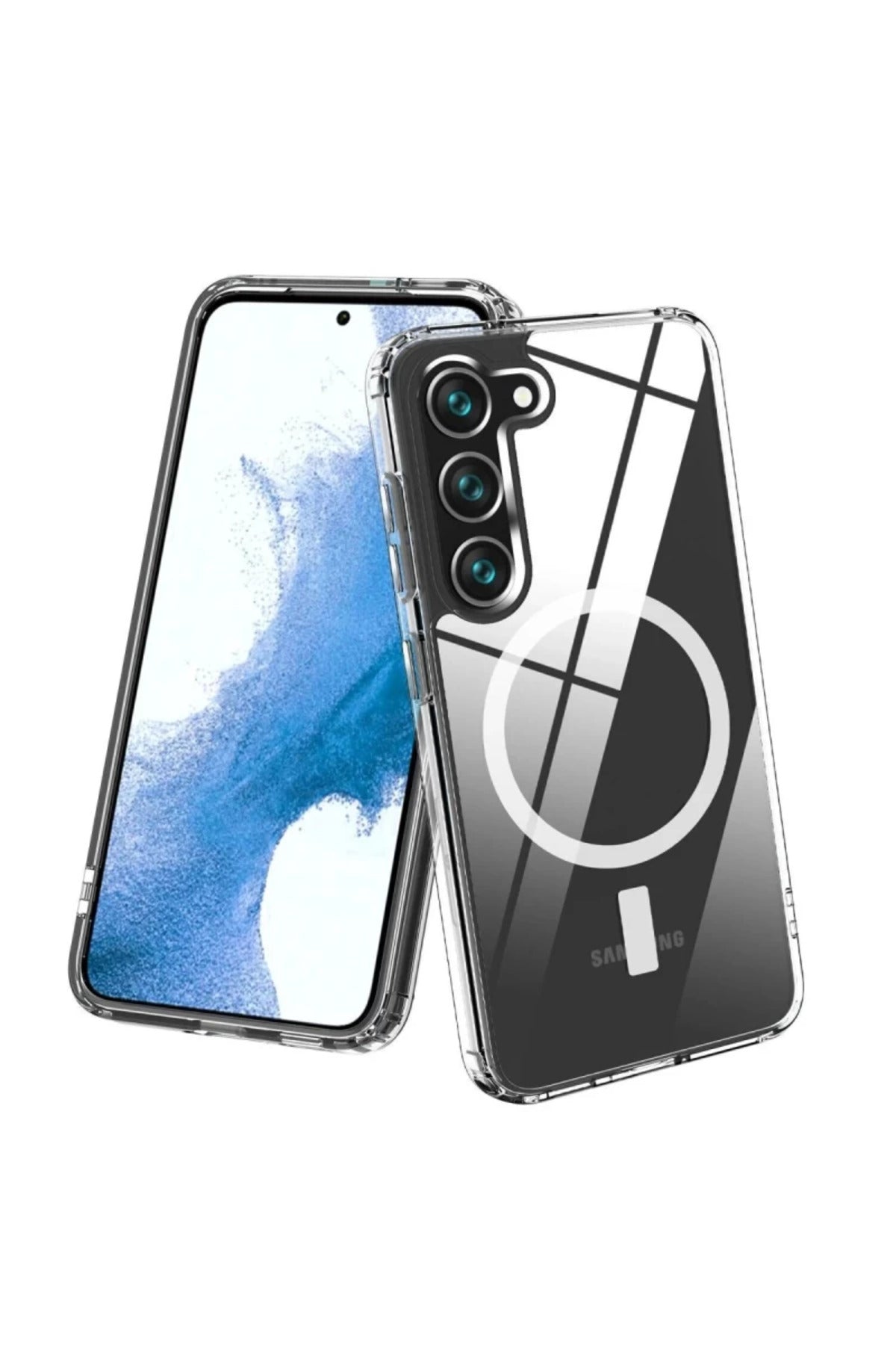 Samsung Galaxy S23 Uyumlu Kılıf Magneticsafe Şeffaf Silikon - Şeffaf