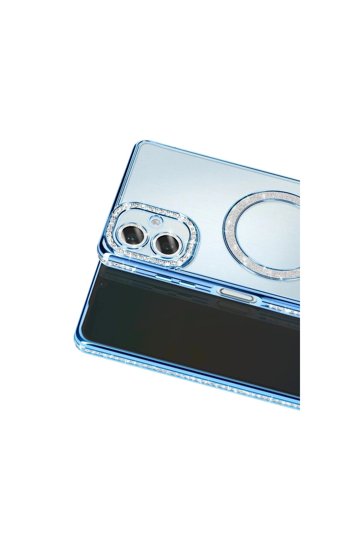 Samsung Galaxy A07 4G Uyumlu Joke Simli Magneticsafe Kılıf - Mavi