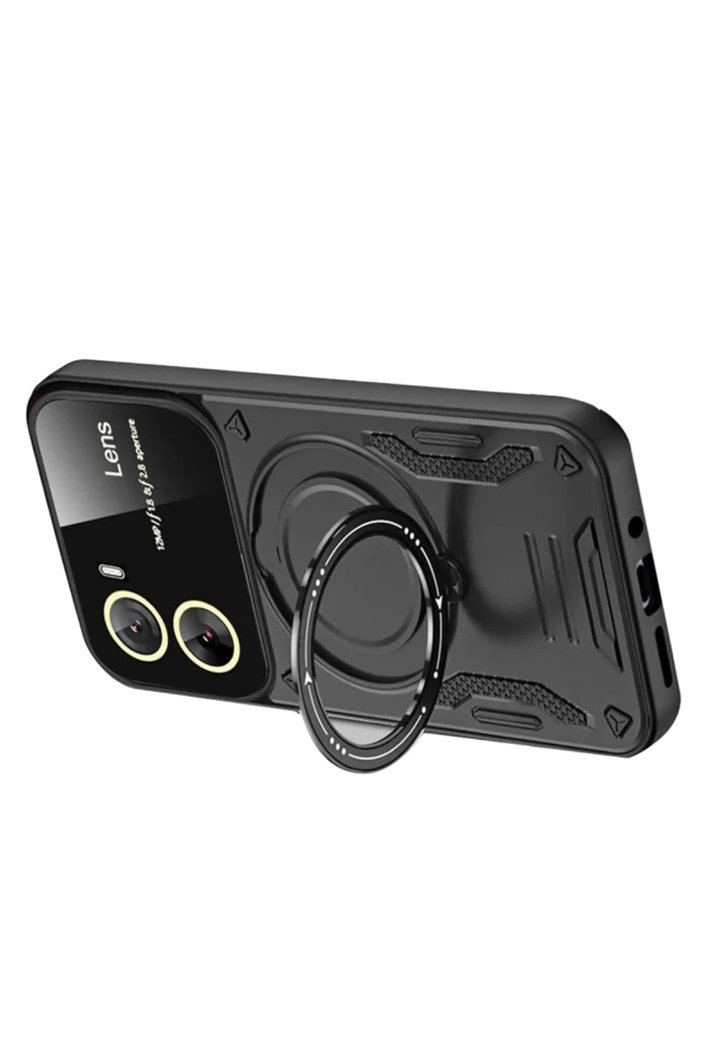 Vivo Y16 Uyumlu Kılıf Joy Lens Standlı Kapak - Siyah