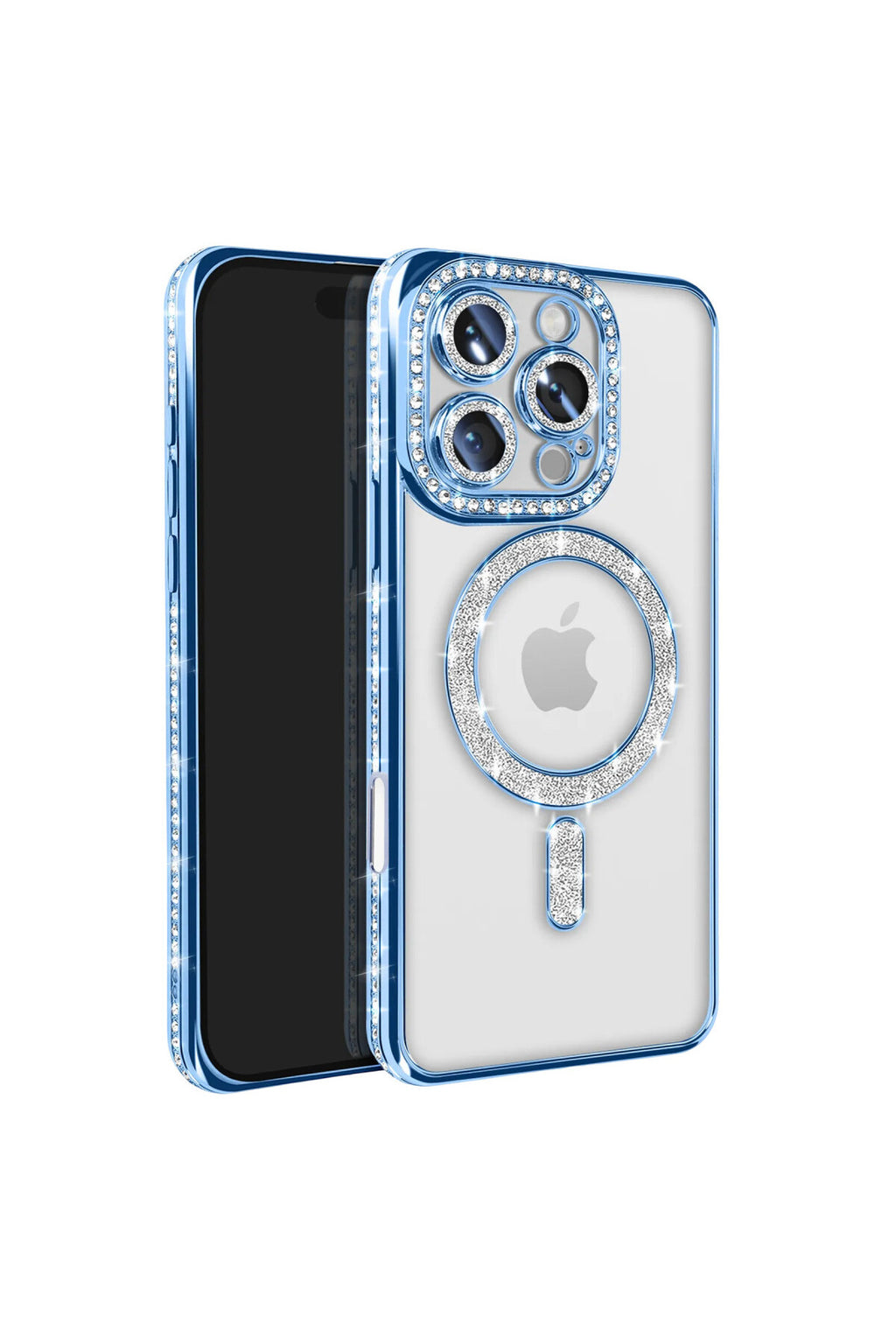 Apple iPhone 16 Pro Max Uyumlu Kılıf Joke Simli Magneticsafe Kılıf - Mavi