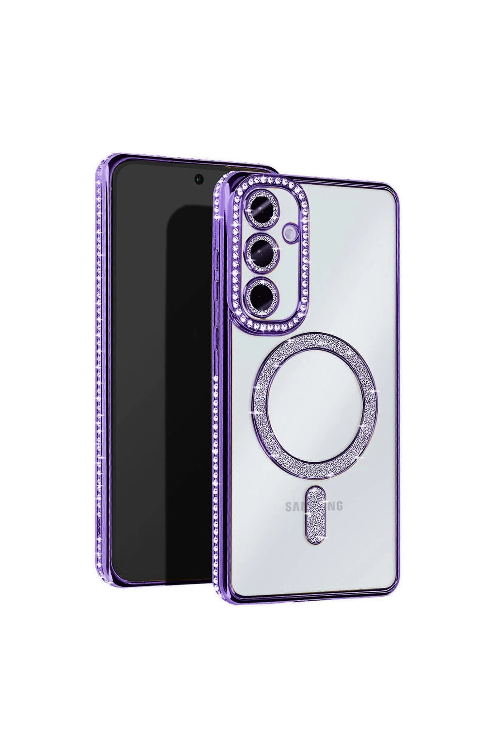 Samsung Galaxy S25 Uyumlu Edge Joke Simli Magneticsafe Kılıf - Derin Mor