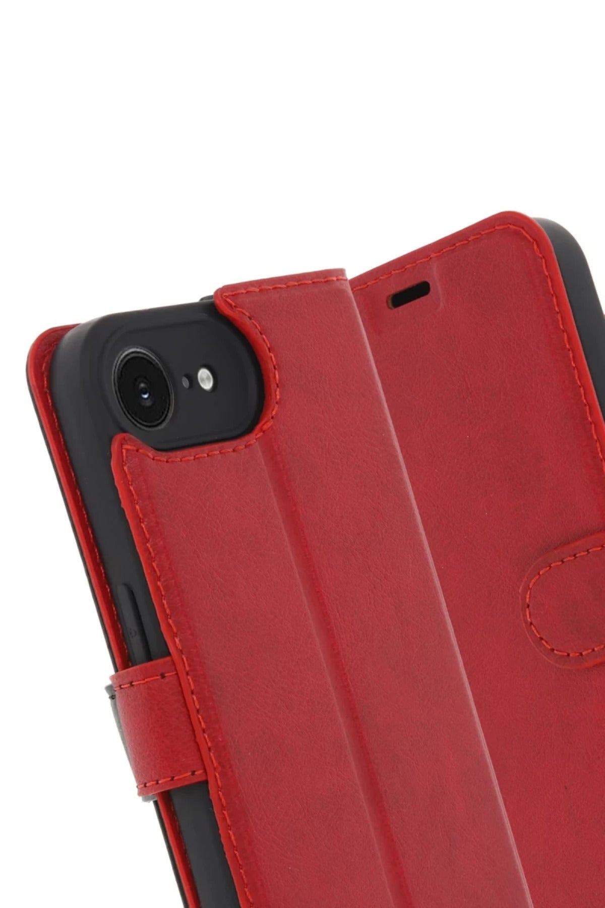 Apple iPhone 16E Uyumlu Kılıf Trend S Plus Kapaklı Kılıf - Kırmızı