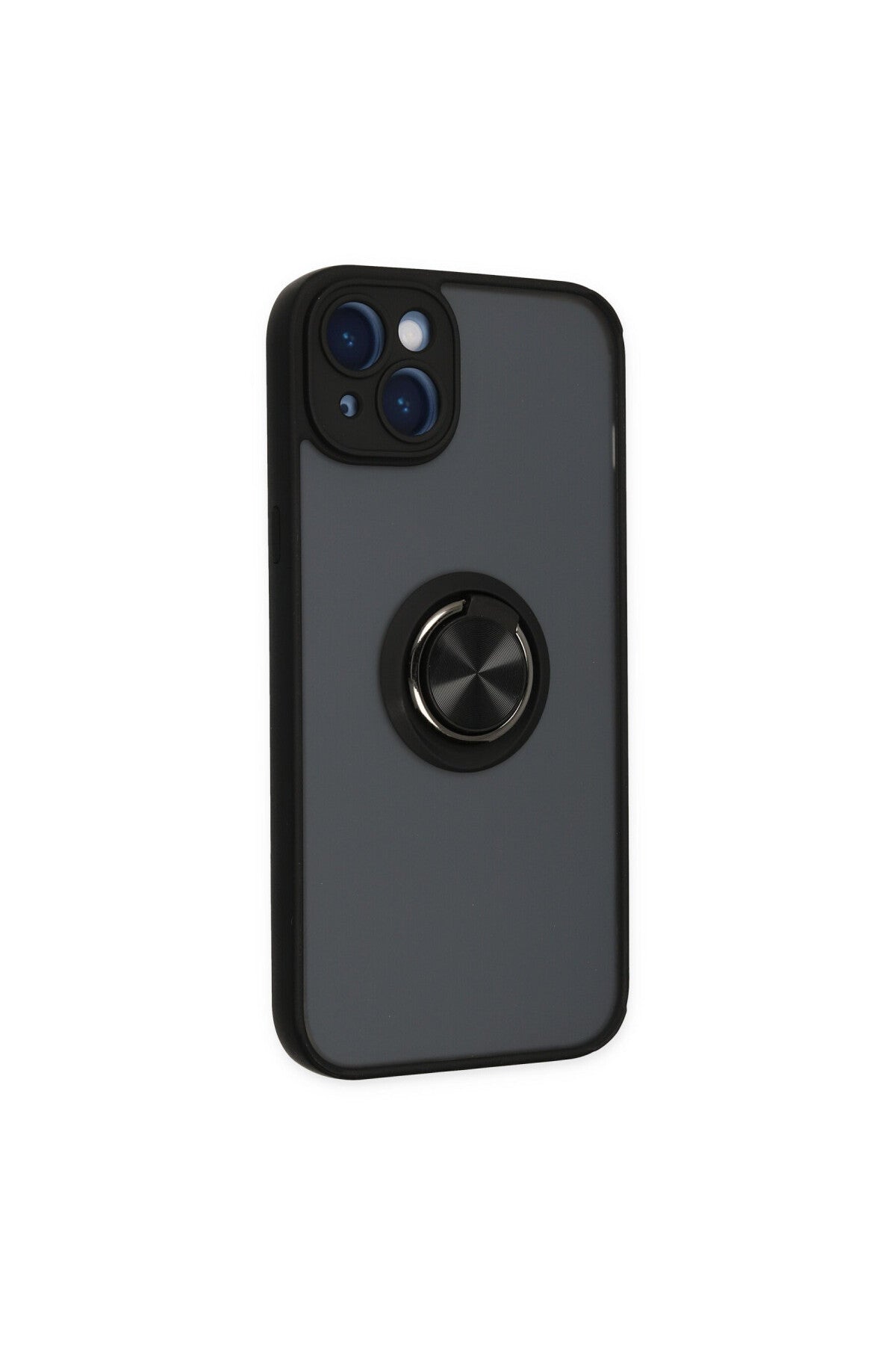 Apple iPhone 14 Uyumlu Kılıf Montreal Yüzüklü Silikon Kapak - Siyah