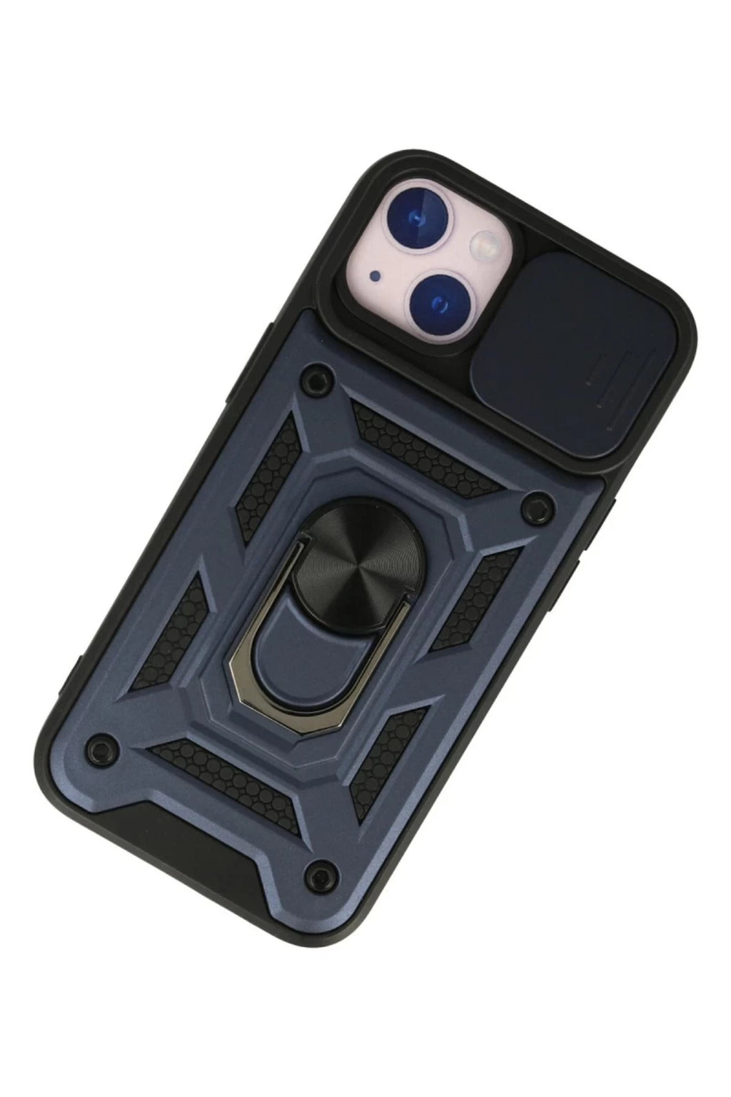 Apple iPhone 15 Uyumlu Kılıf Pars Lens Yüzüklü Silikon - Lacivert