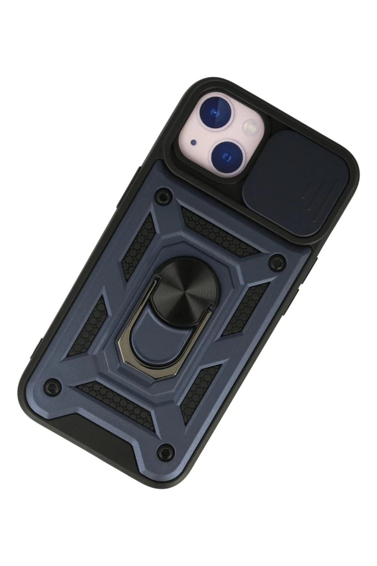 Apple iPhone 15 Uyumlu Kılıf Pars Lens Yüzüklü Silikon - Lacivert