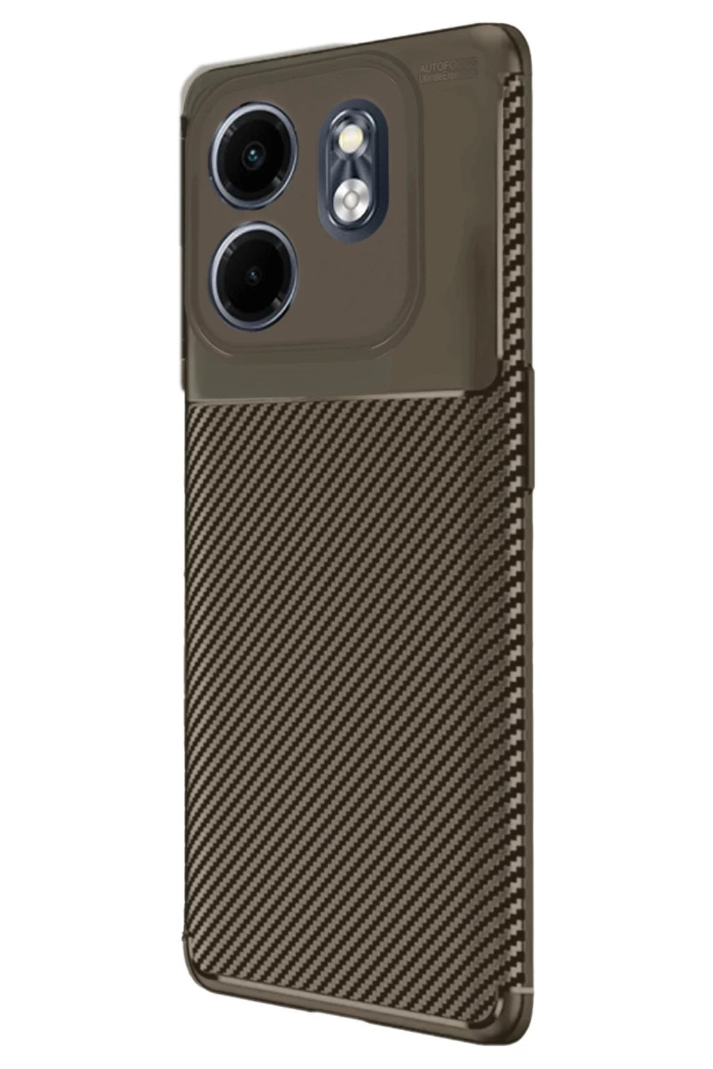 İnfinix Hot 50i 4G Uyumlu Kılıf Auto Focus Karbon Kapak - Kahverengi