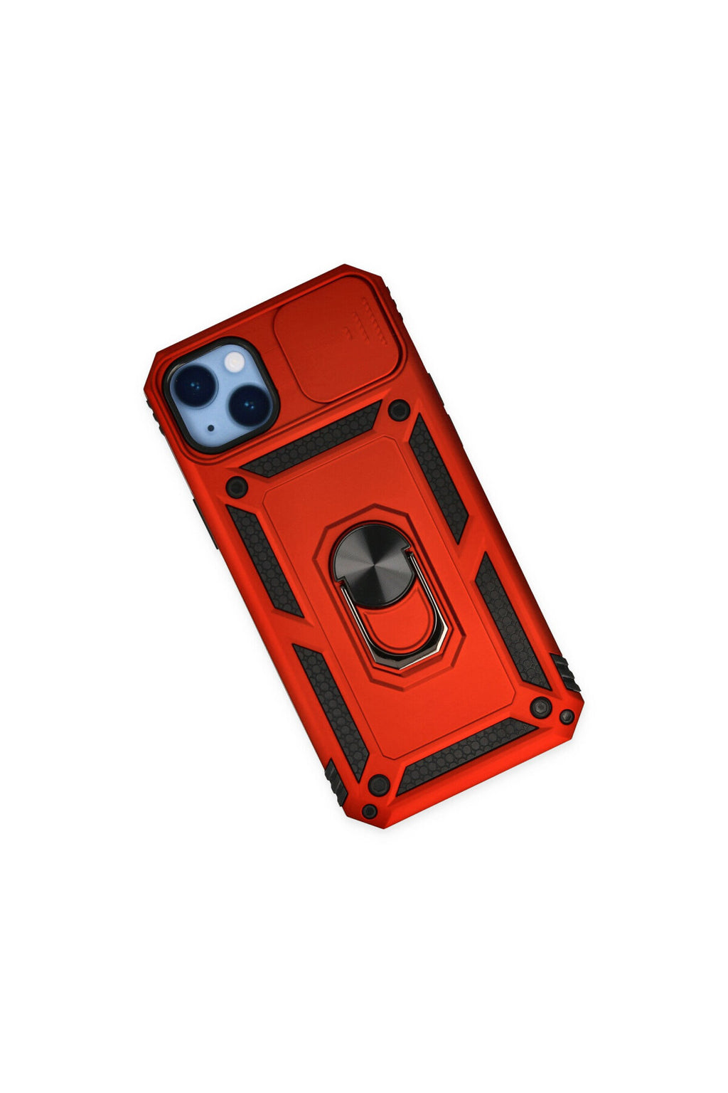Apple iPhone 14 Plus Uyumlu Kılıf Pars Lens Yüzüklü Silikon - Kırmızı