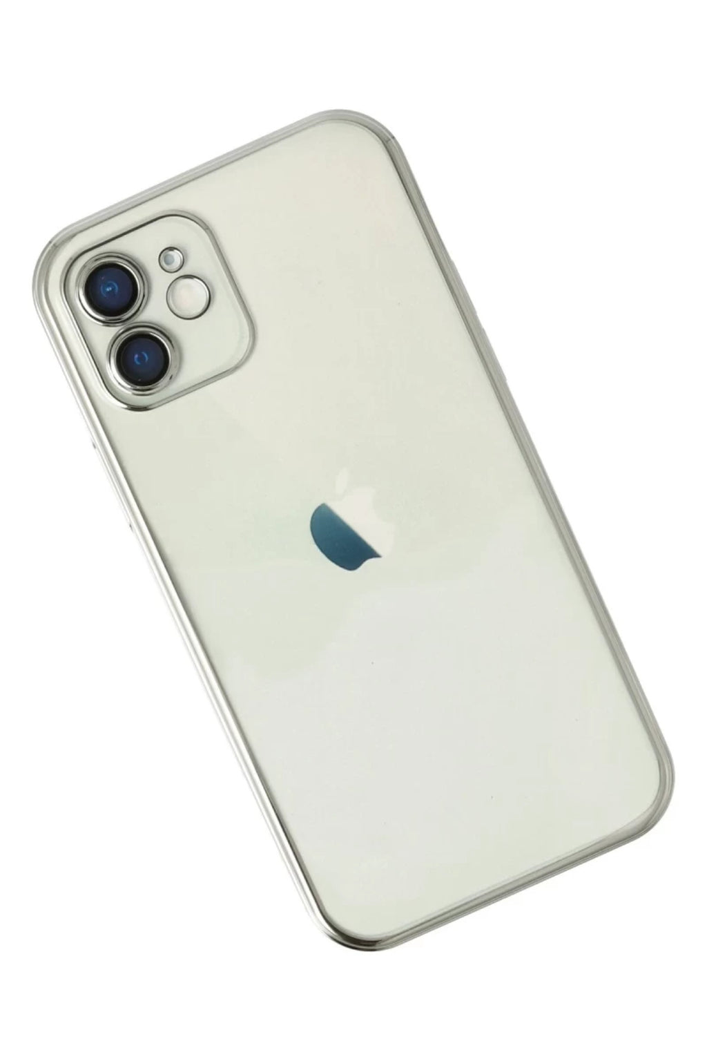Apple iPhone 12 Uyumlu Kılıf Lensli Silikon - Gümüş