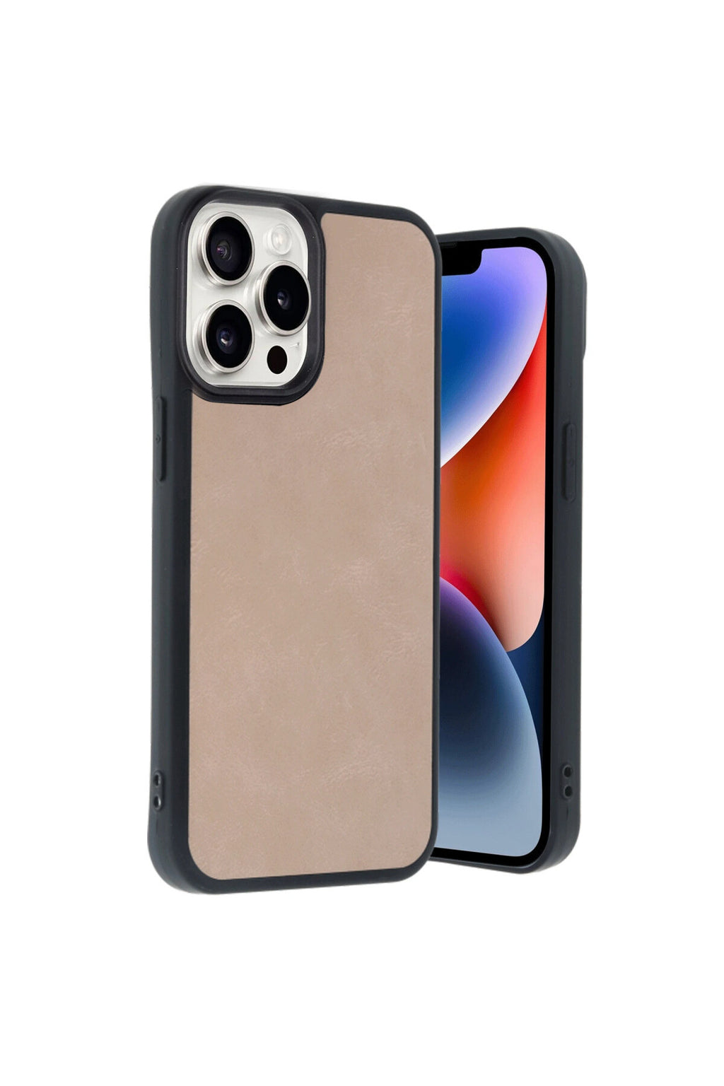 Apple iPhone 14 Pro Max Uyumlu Kılıf Aras Deri Kapak - Pudra