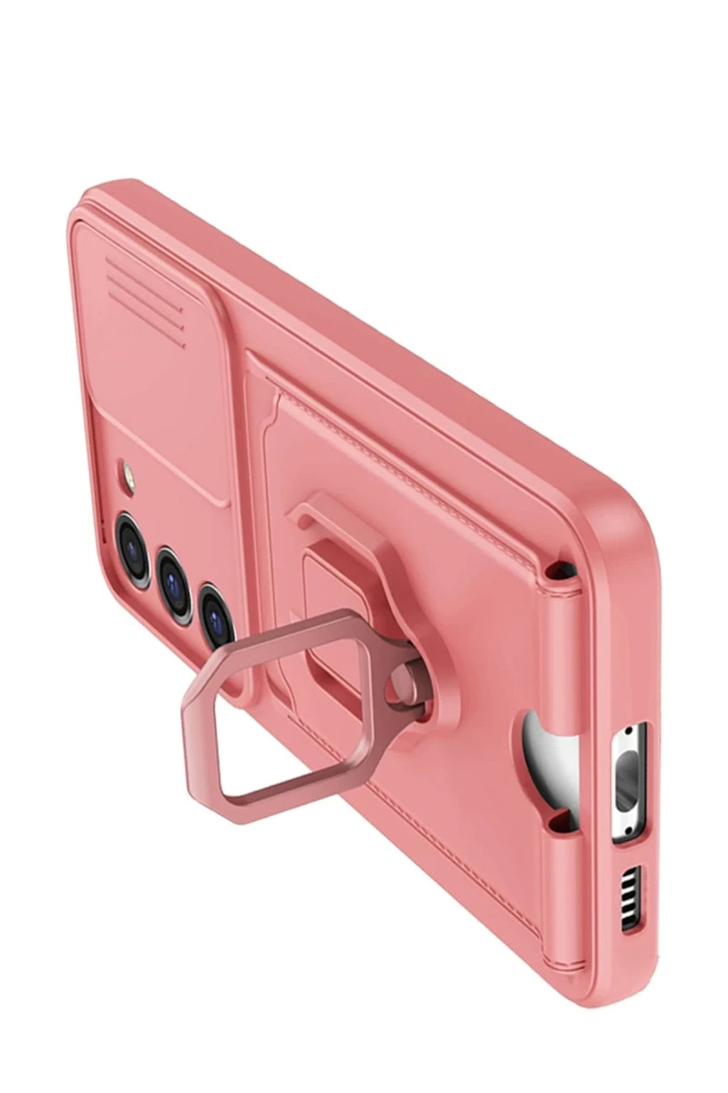 Samsung Galaxy S24 Plus Uyumlu Kılıf Zuma Kartvizitli Yüzüklü Silikon - Pembe