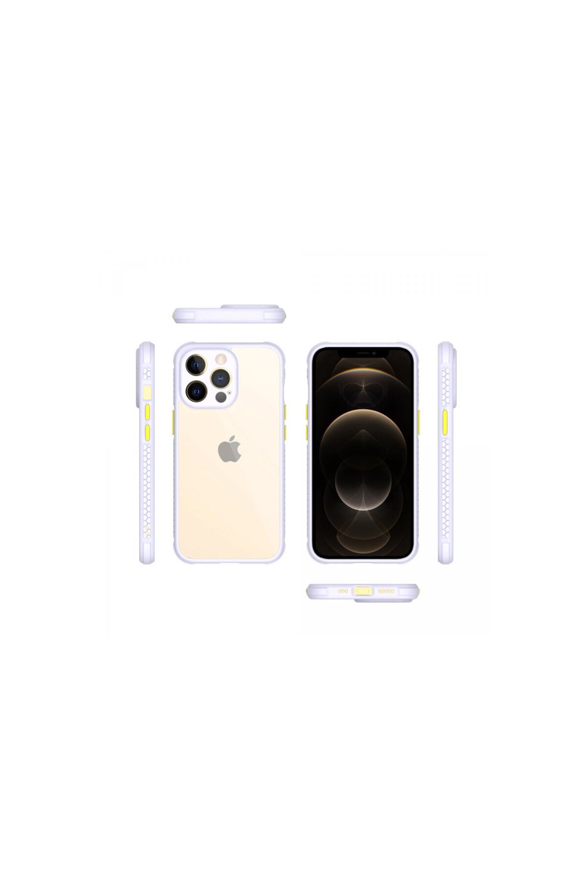 Apple iPhone 13 Pro Uyumlu Kılıf Miami Şeffaf Silikon - Lila
