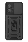 Xiaomi Redmi Note 12 5G Uyumlu Kılıf Pars Lens Yüzüklü Silikon - Siyah