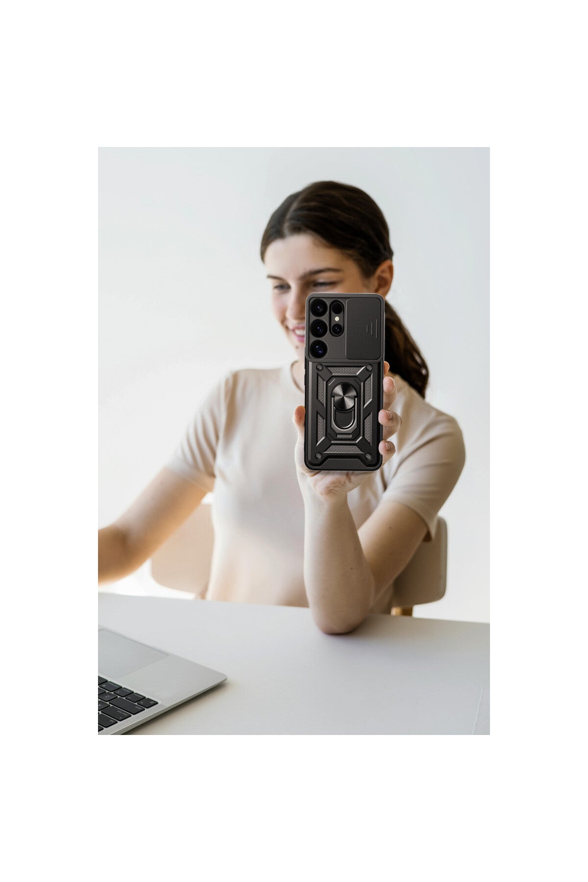 Samsung Galaxy S26 Ultra Uyumlu Pars Lens Yüzüklü Silikon - Lacivert