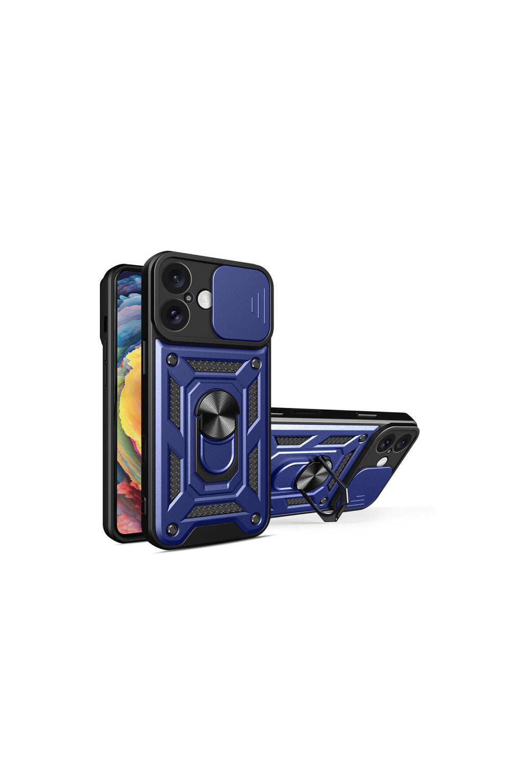 Apple iPhone 16 Uyumlu Kılıf Pars Lens Yüzüklü Silikon - Lacivert