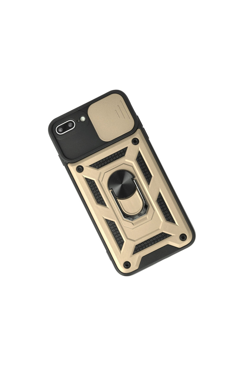 Apple iPhone 7 Plus Uyumlu Kılıf Pars Lens Yüzüklü Silikon - Gold