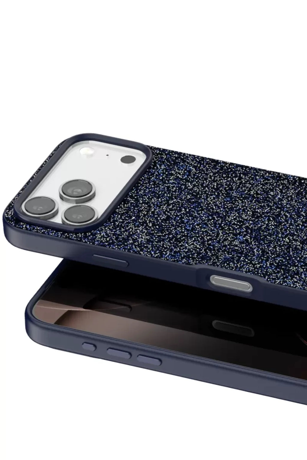 Onegif Apple iPhone 17 Pro Max Uyumlu Bright Simli Kapak - Mavi