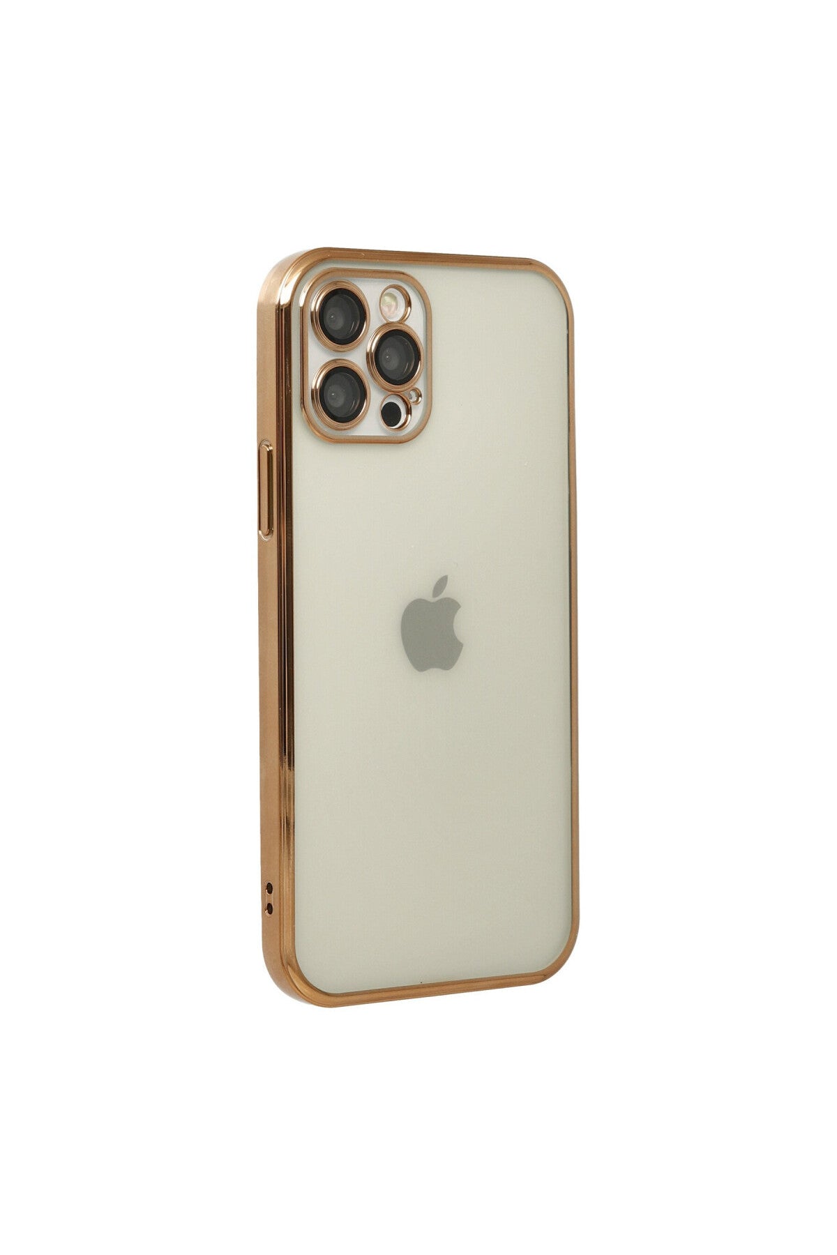 Apple iPhone 12 Pro Uyumlu Kılıf Lensli Silikon - Gold