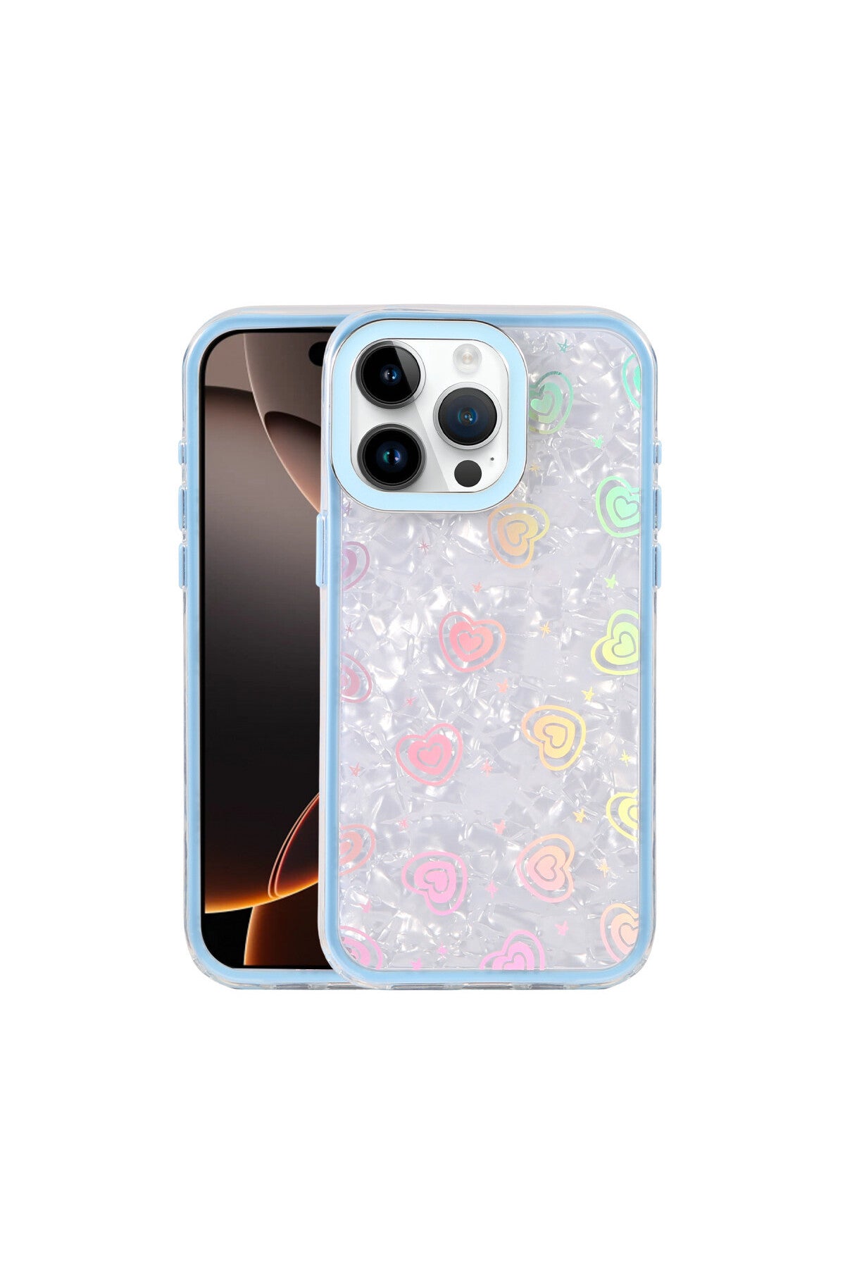 Apple iPhone 15 Pro Uyumlu Lumi Desenli Kapak - Mavi