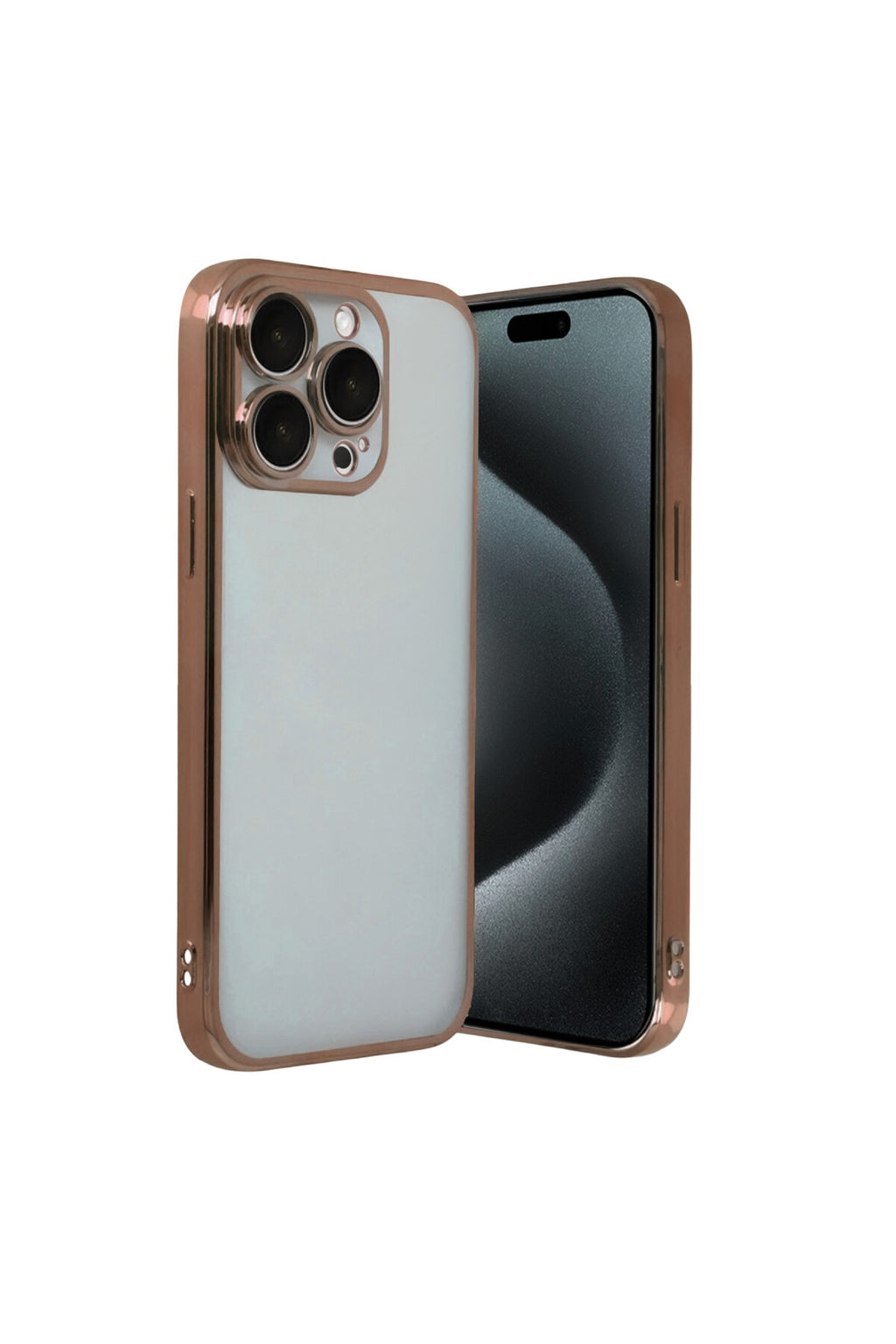 Apple iPhone 15 Pro Max Uyumlu Lensli Silikon - Çöl Titanyum