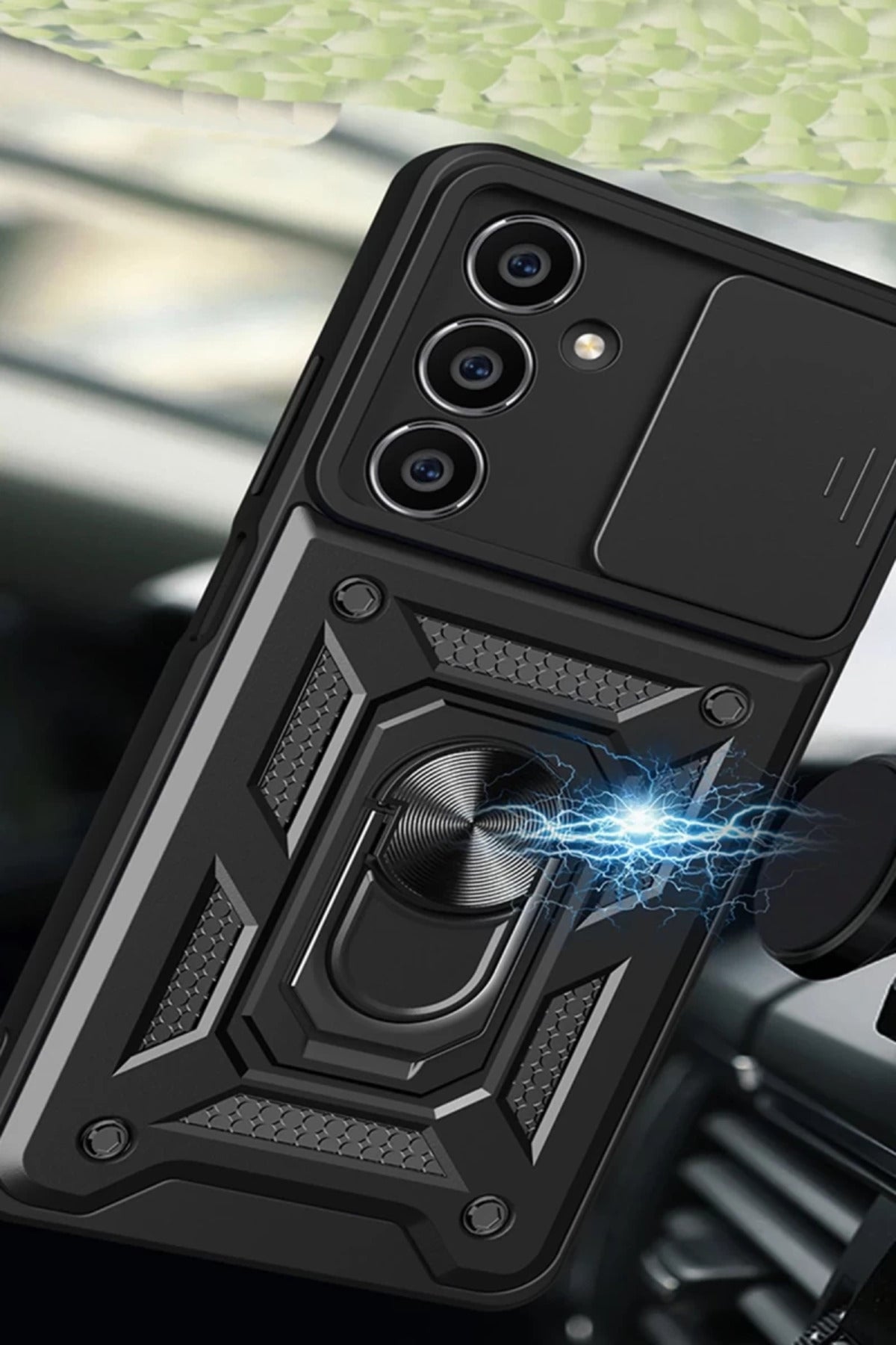 Samsung Galaxy A25 5G Uyumlu Kılıf Pars Lens Yüzüklü Silikon - Kırmızı