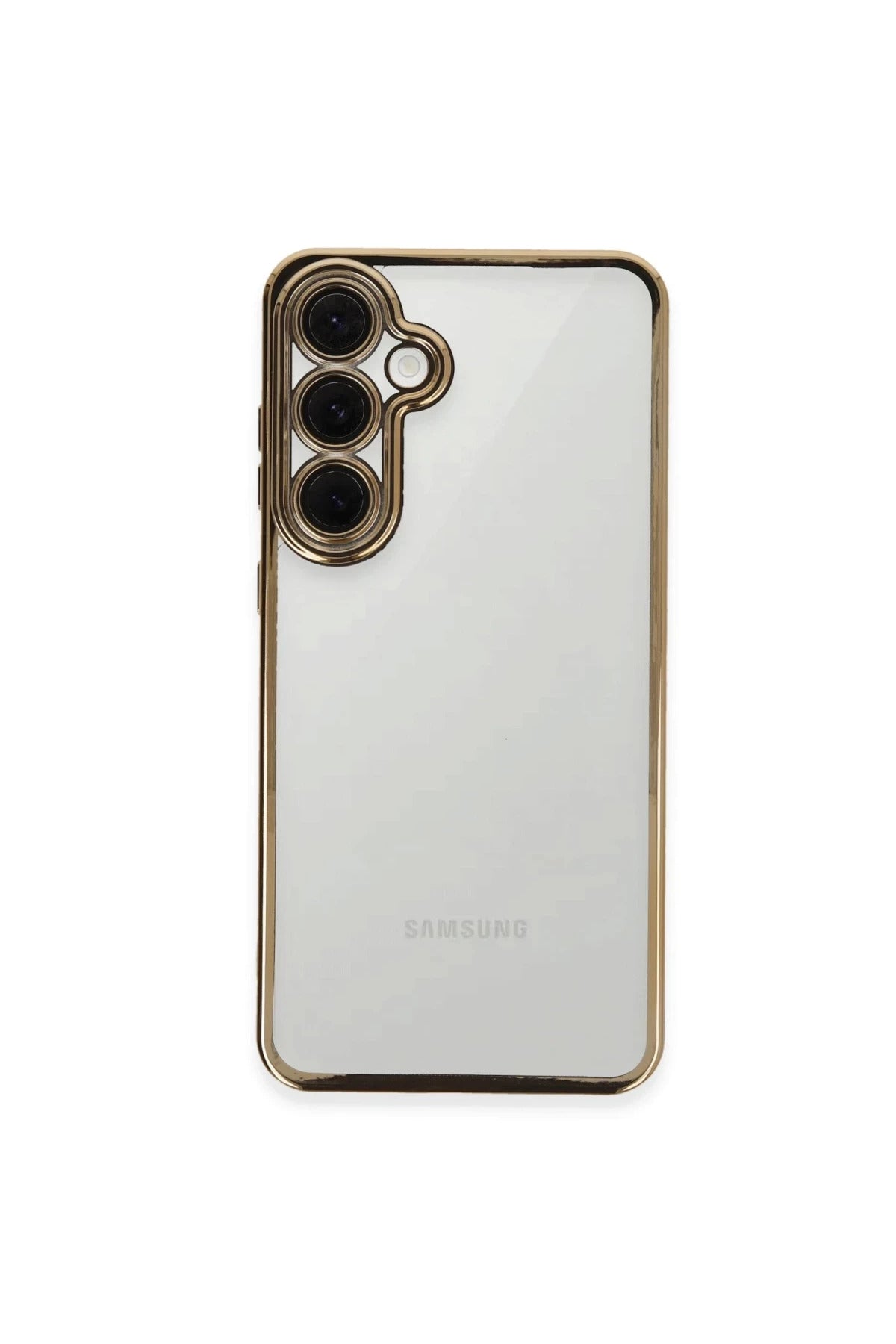 Samsung Galaxy S24 FE Uyumlu Kılıf Lensli Silikon - Gold