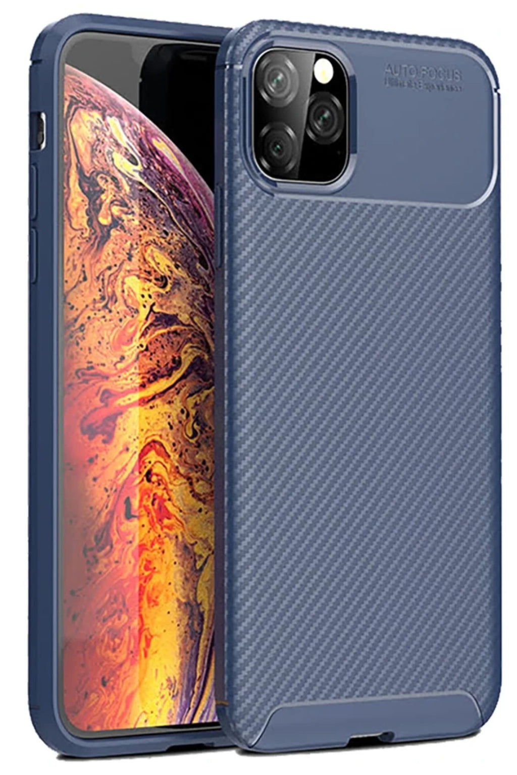 Apple iPhone 11 Pro Max Uyumlu Kılıf Auto Focus Karbon Kapak - Lacivert
