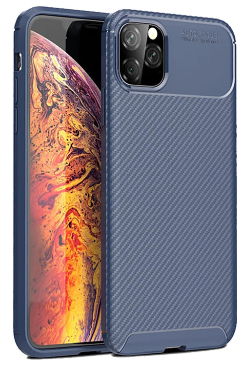 Apple iPhone 11 Pro Max Uyumlu Kılıf Auto Focus Karbon Kapak - Lacivert