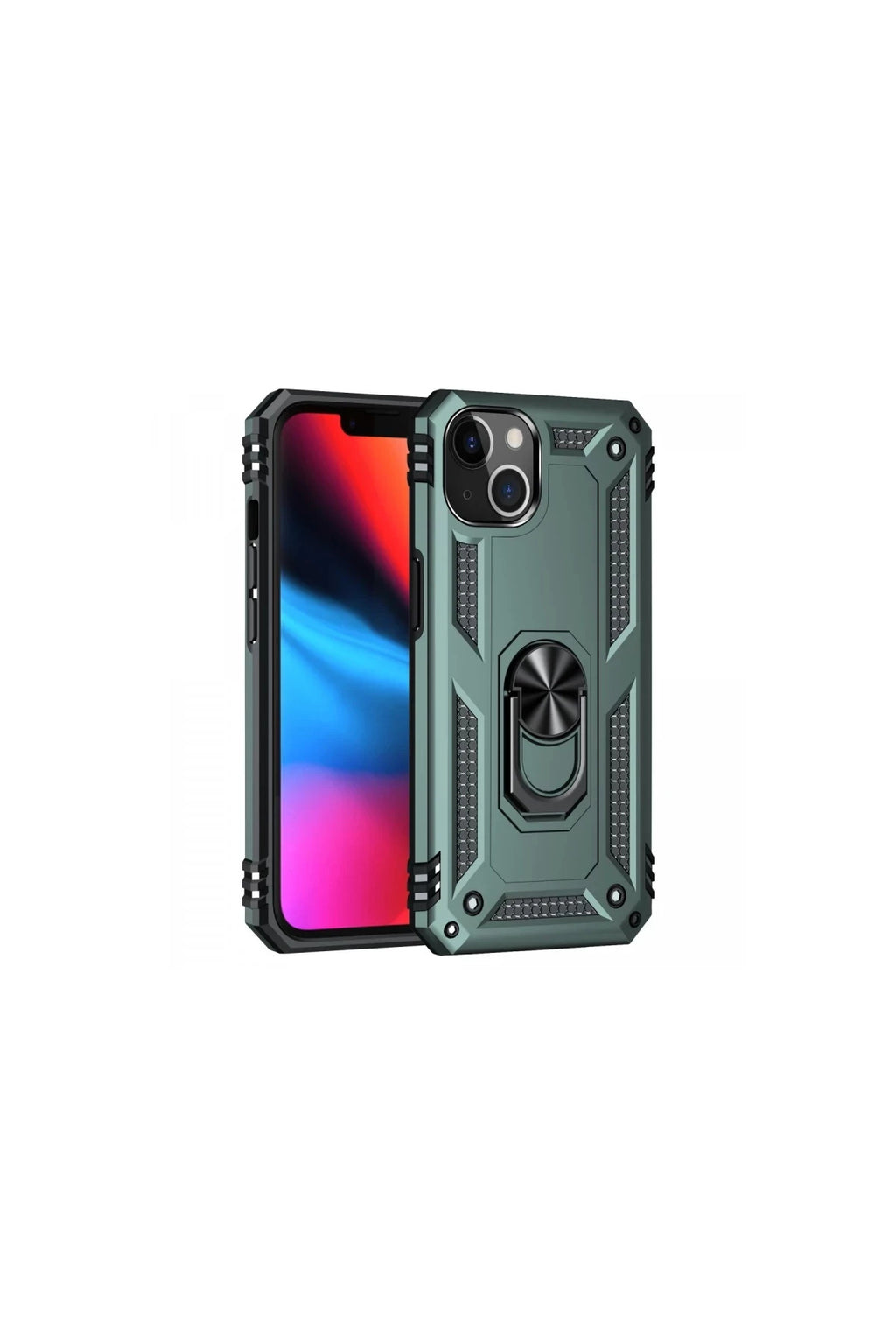 Apple iPhone 14 Plus Uyumlu Kılıf Sofya Yüzüklü Silikon Kapak - Yeşil