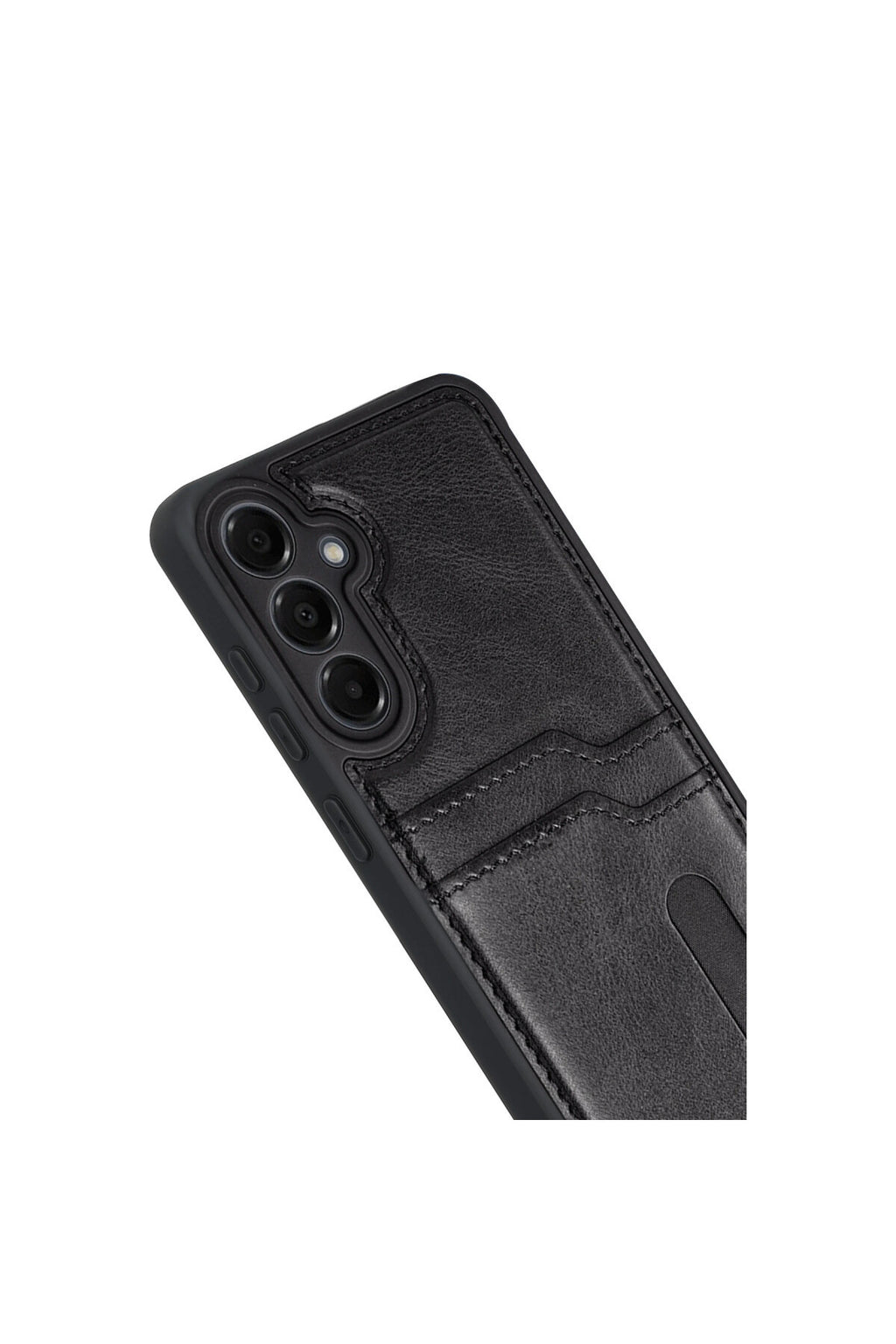 Samsung Galaxy M15 Uyumlu Sara Kartvizitli Deri Kılıf - Siyah