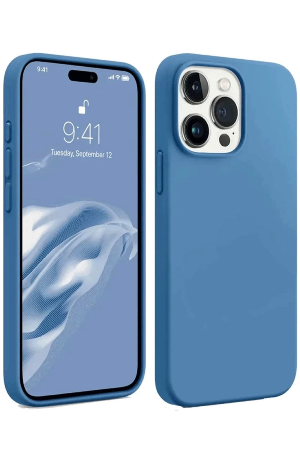 Apple iPhone 15 Pro Max Uyumlu Kılıf First Silikon - Mavi