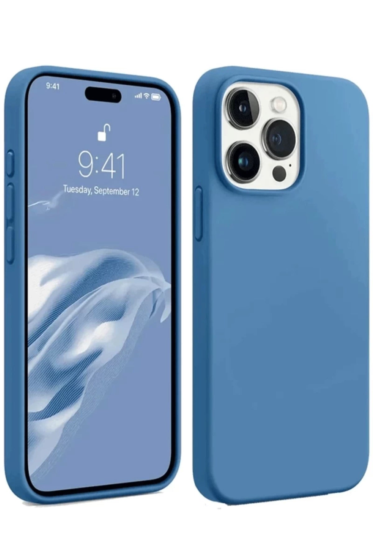 Apple iPhone 15 Pro Max Uyumlu Kılıf First Silikon - Mavi