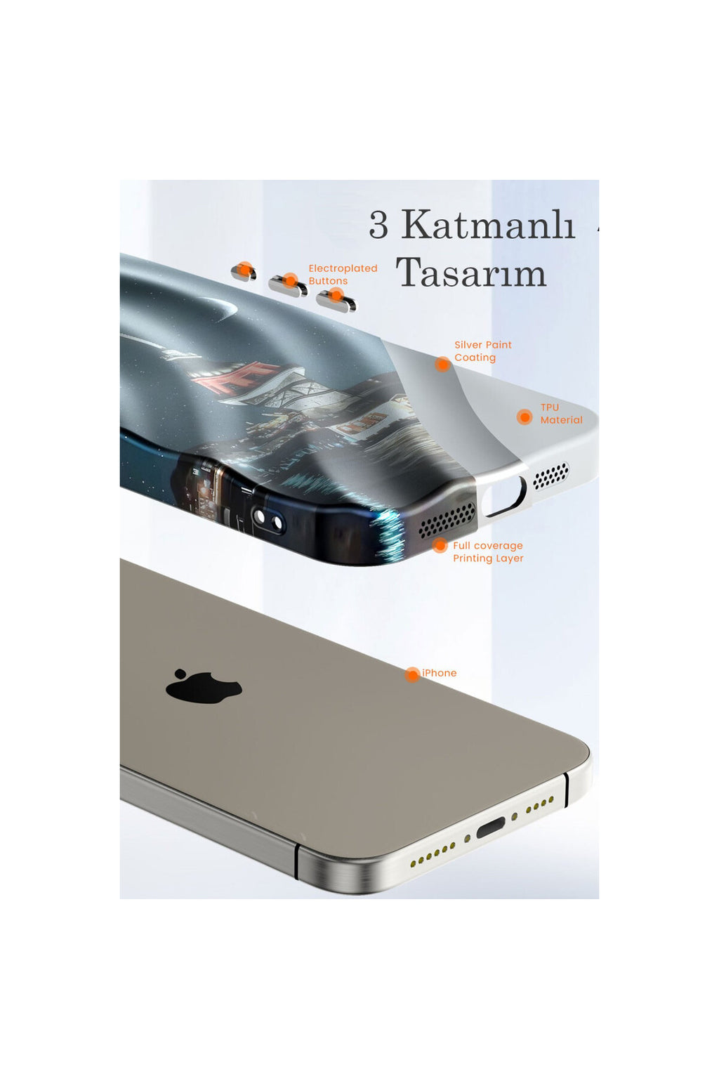 Apple iPhone 15 Pro Max Uyumlu Kılıf Crew Desenli Kapak - Kapadokya