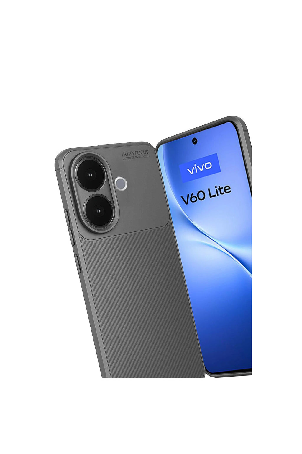 Vivo V60 Lite Uyumlu Auto Focus Karbon Kapak - Gri