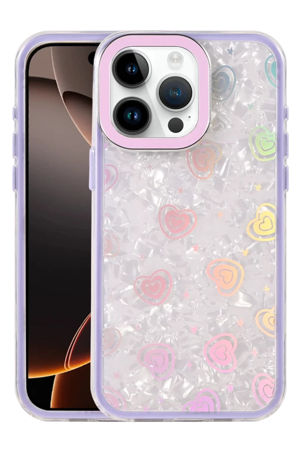 Apple iPhone 14 Pro Max Uyumlu Lumi Desenli Kapak - Mor