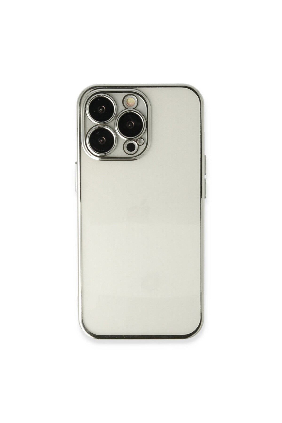 Apple iPhone 14 Pro Max Uyumlu Kılıf Lensli Silikon - Gümüş