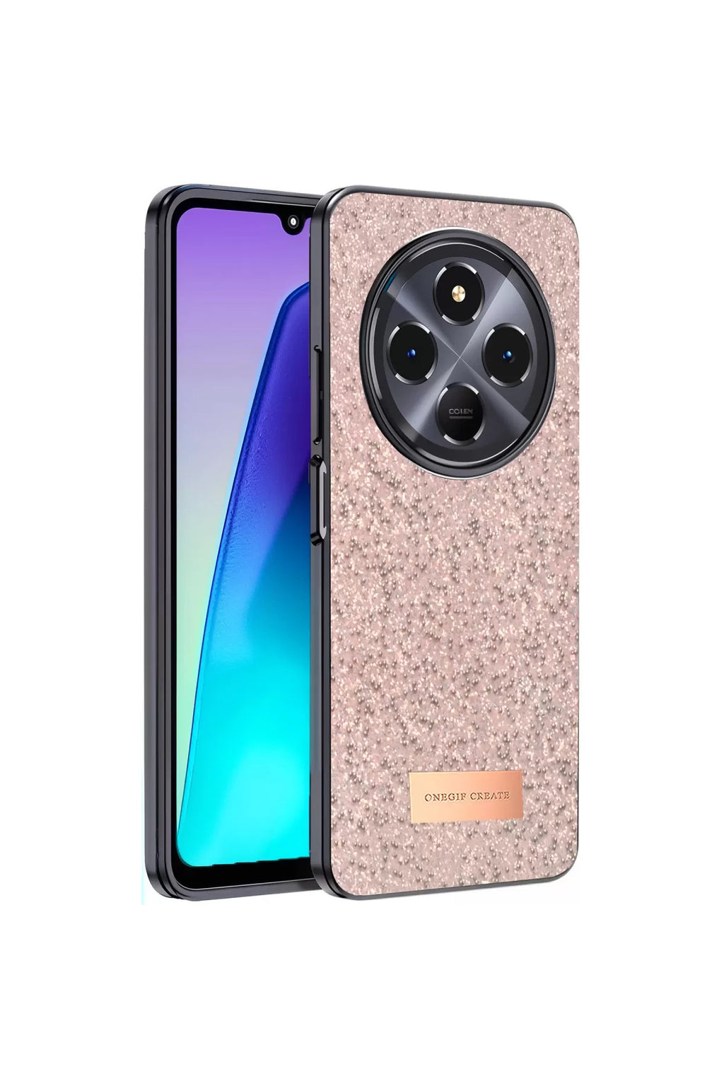 Onegif Xiaomi Redmi 14C Uyumlu Bright Simli Kapak - Pembe