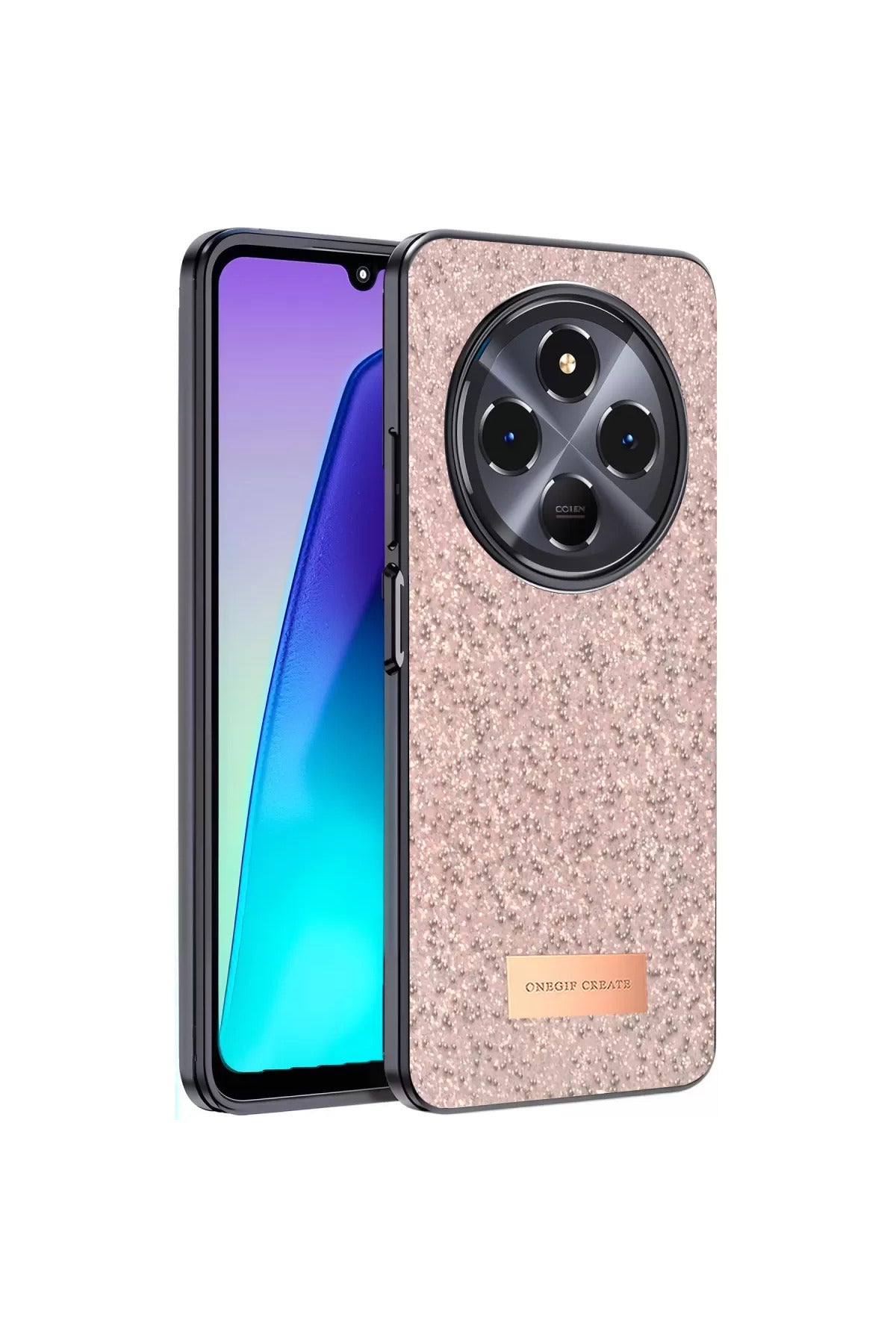 Onegif Xiaomi Redmi 14C Uyumlu Bright Simli Kapak - Pembe