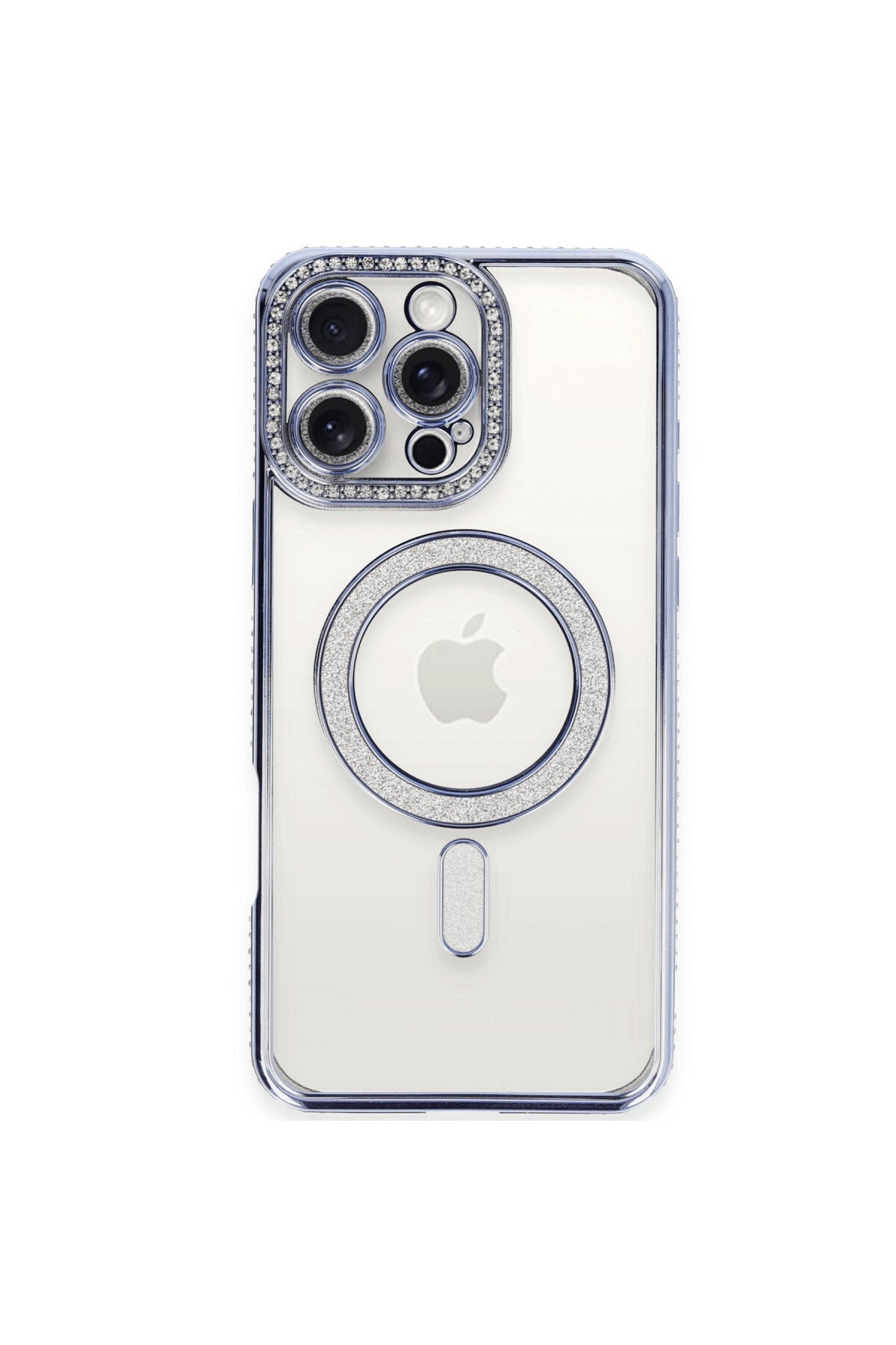Apple iPhone 16 Pro Uyumlu Kılıf Joke Simli Magneticsafe Kılıf - Mavi