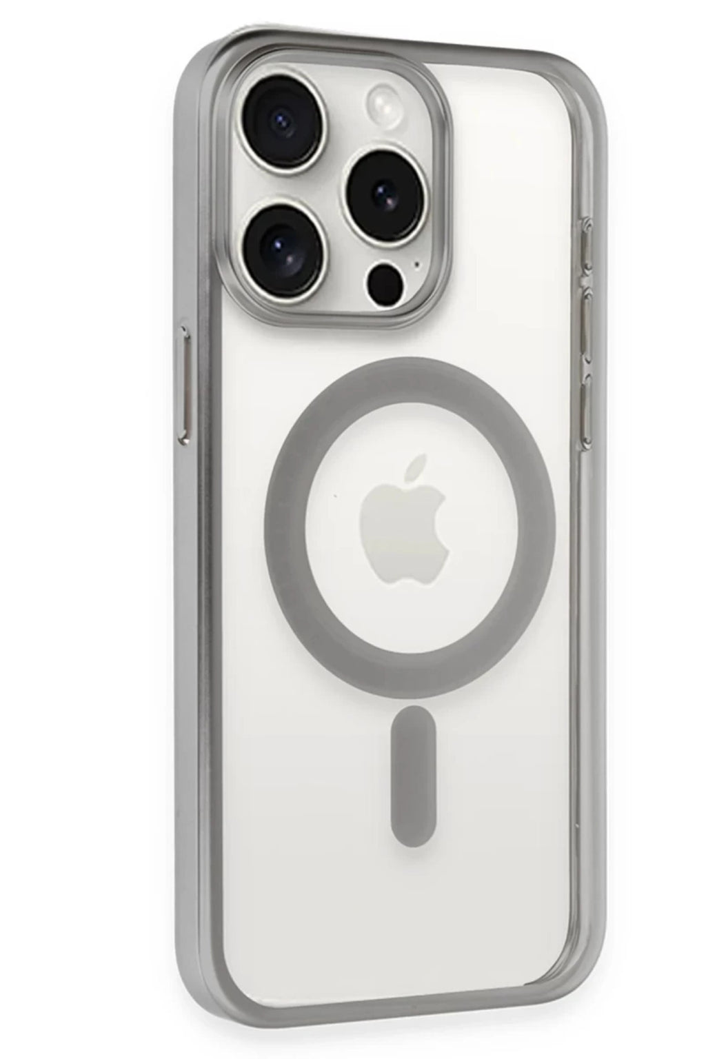 Apple iPhone 15 Pro Max Uyumlu Kılıf Erozi Magsafe Kapak - Gümüş